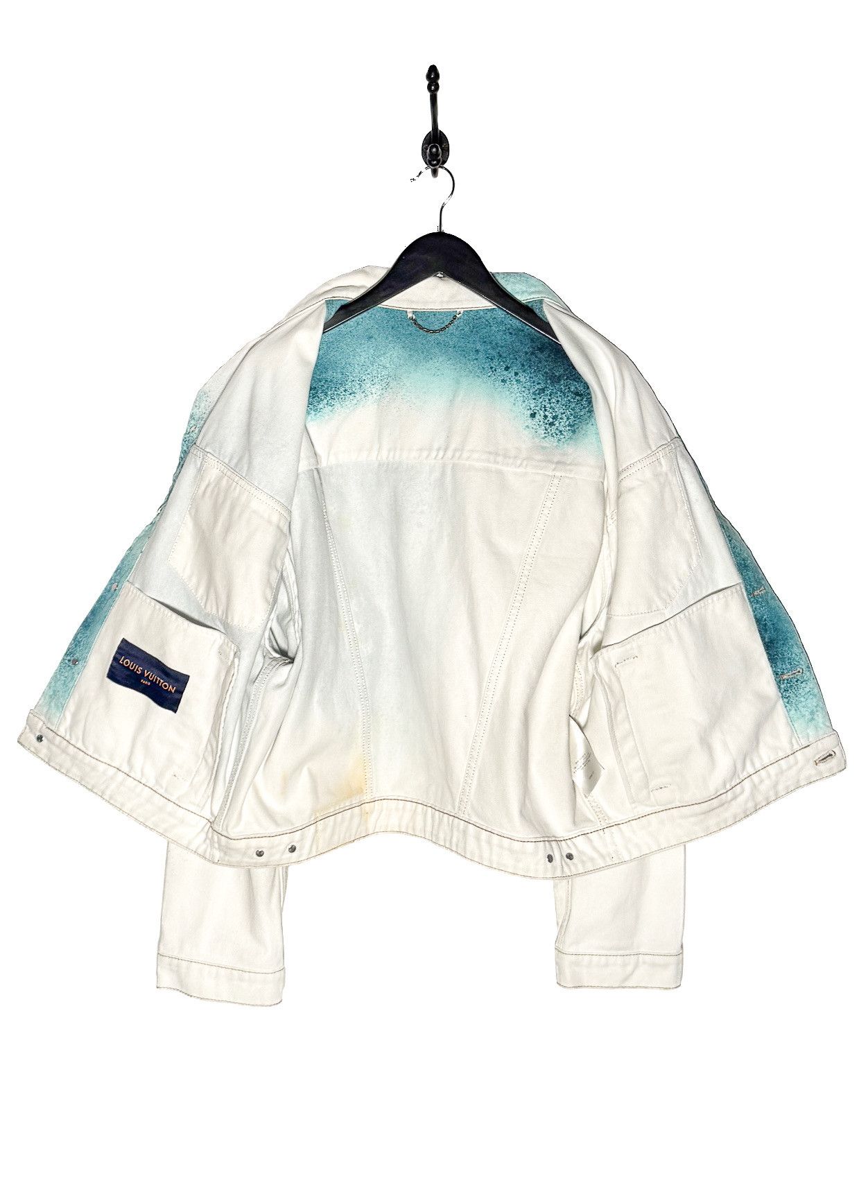 Louis Vuitton Louis Vuitton SS23 Turquoise Spray LV White Denim Jacket Size US L / EU 52-54 / 3 - 6 Thumbnail