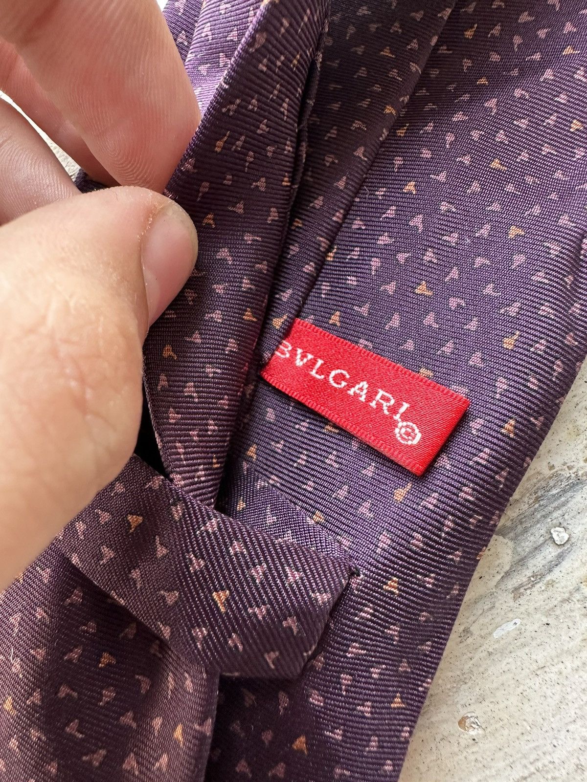 Bvlgari × Designer × Vintage 🚨Vintage Bvlgari VINTAGE Burgundy Bulgari Neck tie Pure Silk Size ONE SIZE - 6 Thumbnail