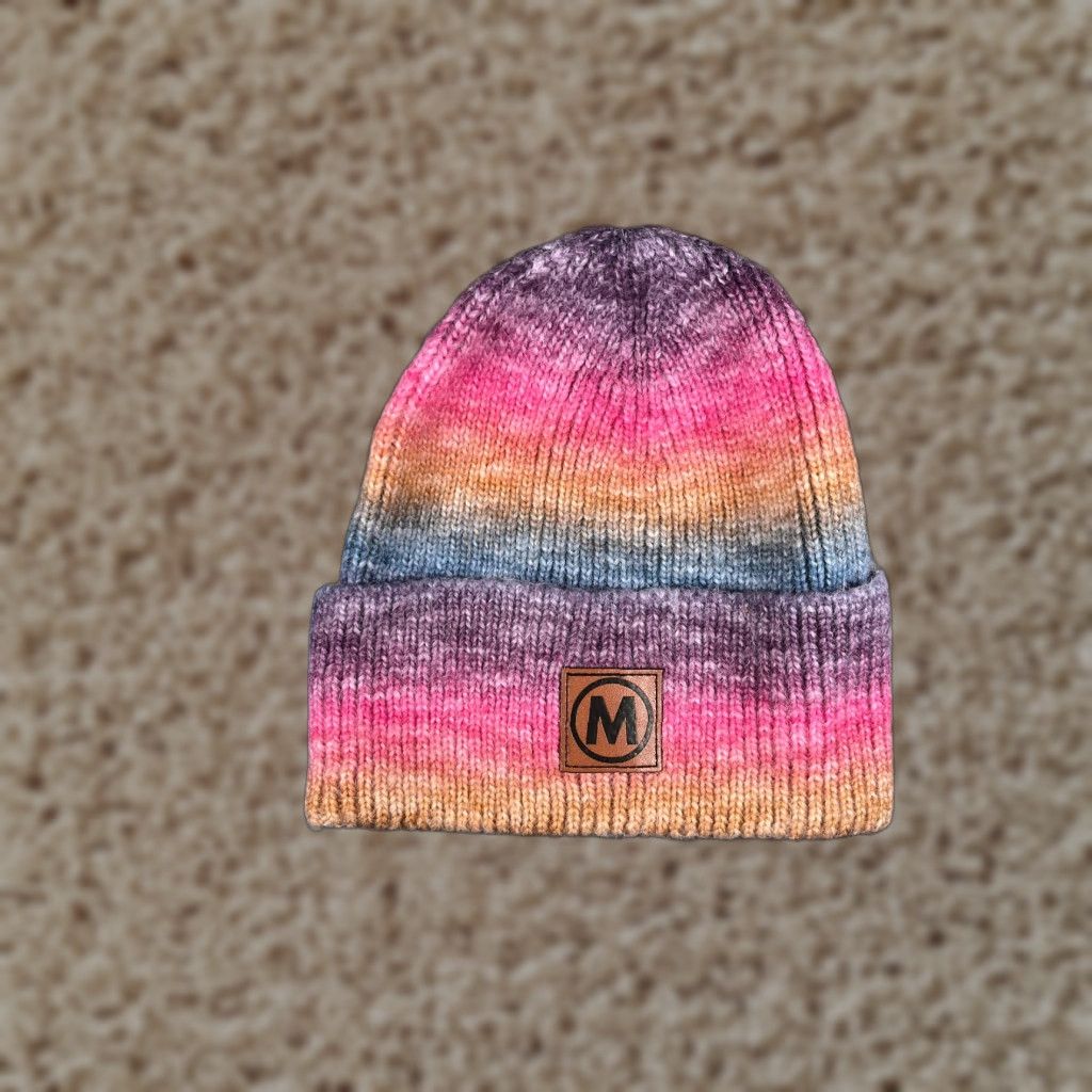 Vintage Simply Malia Made Beanie Women One Size Pink Orange Purple Knit Acrylic Ombre Hat Womens Beanie Size ONE SIZE - 1 Thumbnail