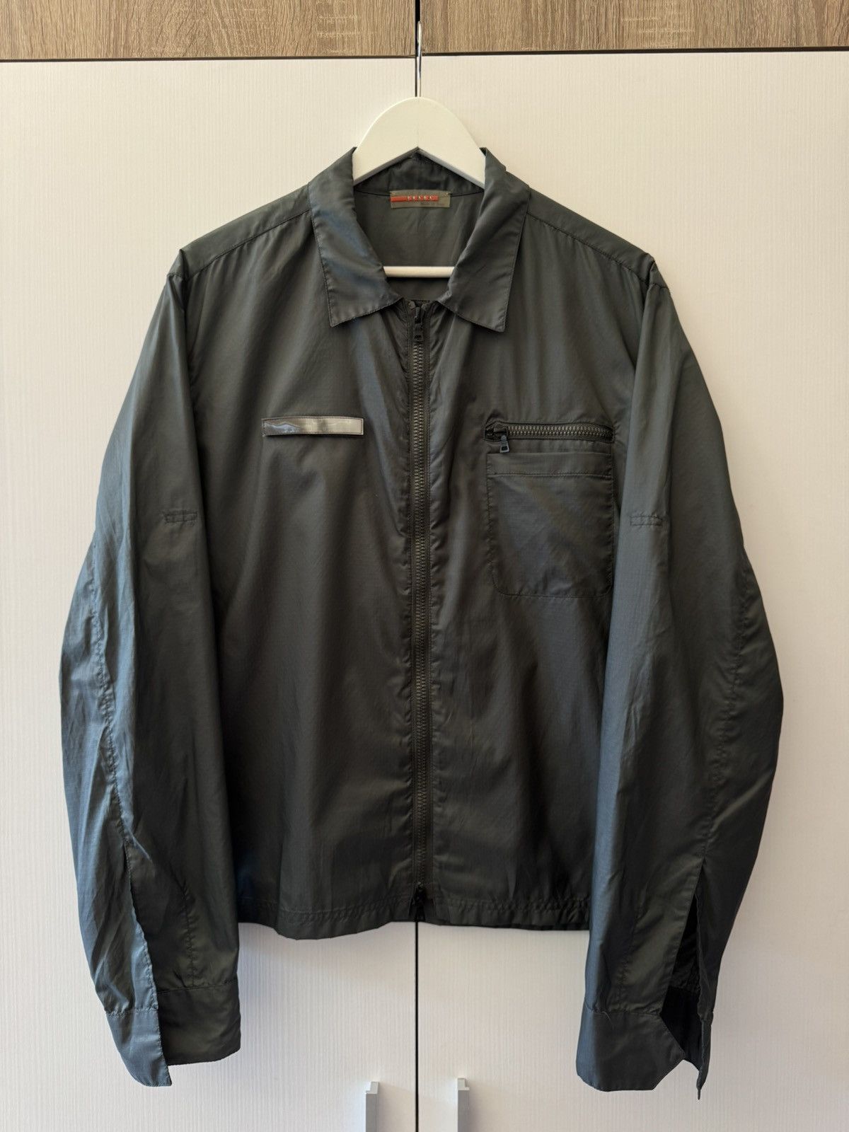 Prada Prada Nylon Green Jacket 2000s Zip Up Pocket Lightweight Size L / US 10 / IT 46 - 1 Thumbnail