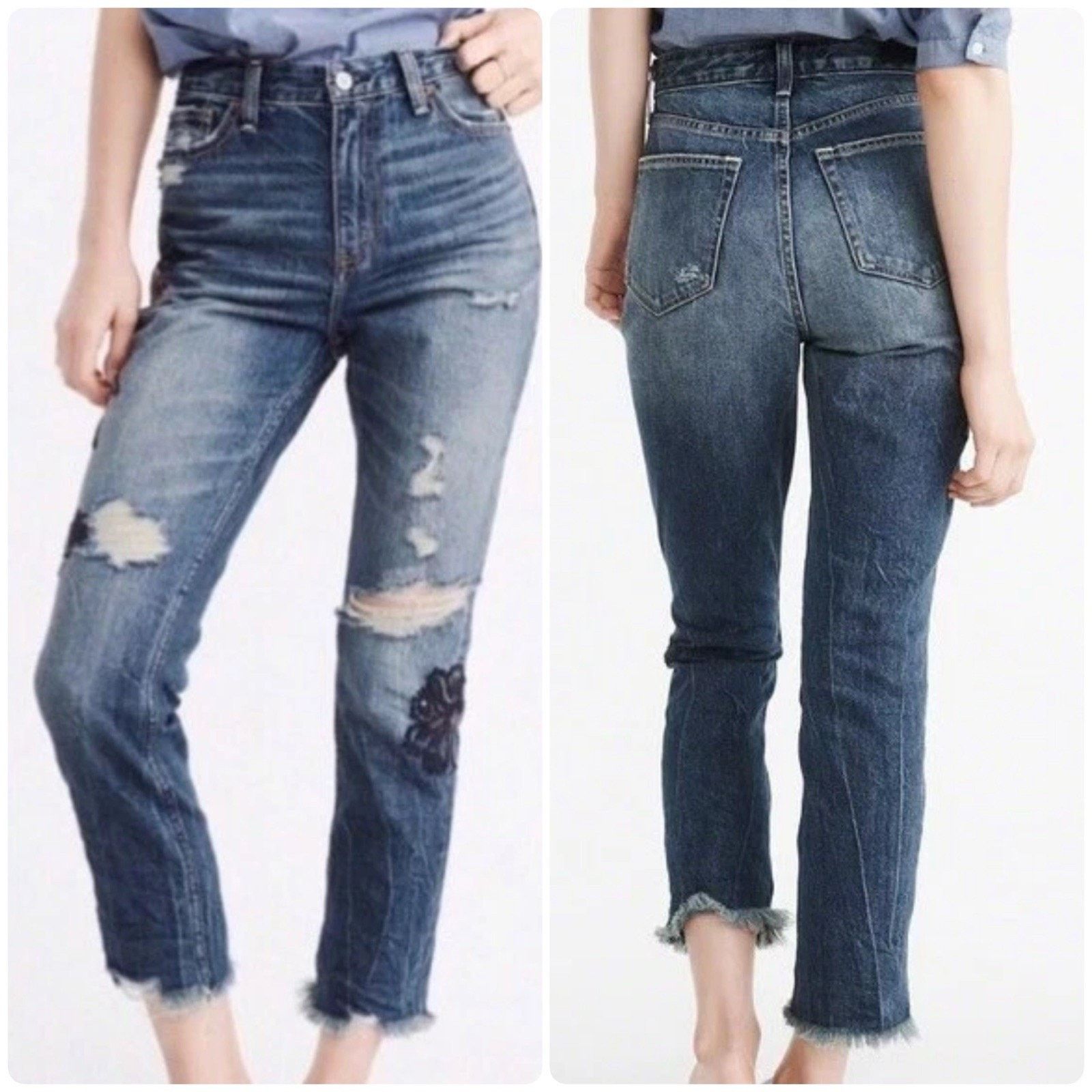 Abercrombie & Fitch ABERCROMBIE & FITCH 90s Annie Girlfriend Floral Jeans 26 Size 26" / US 2 / IT 38 - 2 Thumbnail