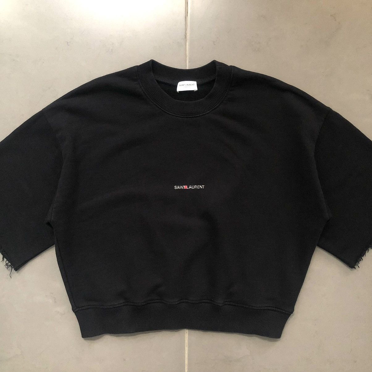Saint Laurent Paris Saint Laurent Cropped Short Sleeve Logo Sweatshirt Size M / US 6-8 / IT 42-44 - 6 Thumbnail