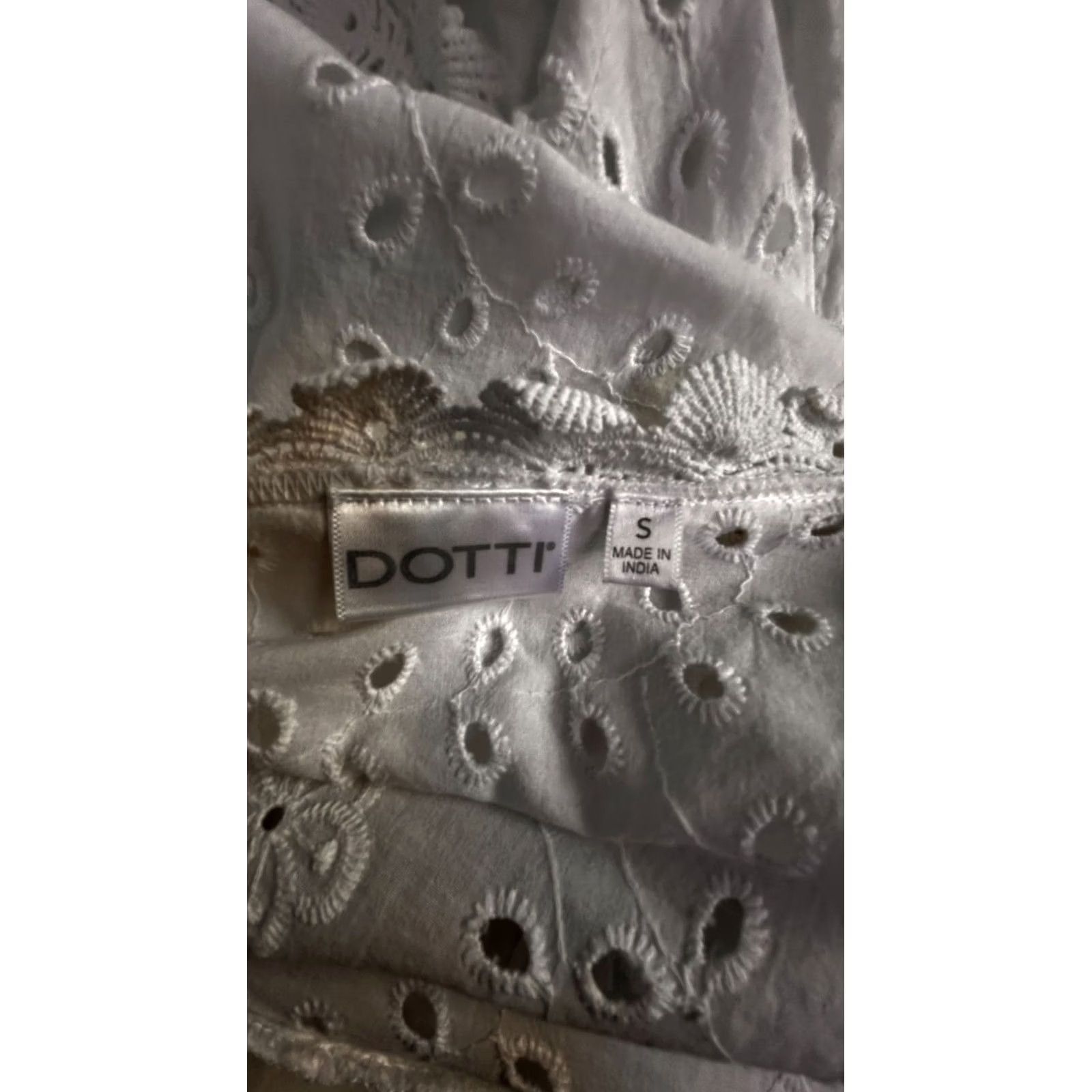 Vintage Dotti Womens White Cotton Eyelet Lace Open Front Cardigan/Dress Small Size S / US 4 / IT 40 - 3 Thumbnail