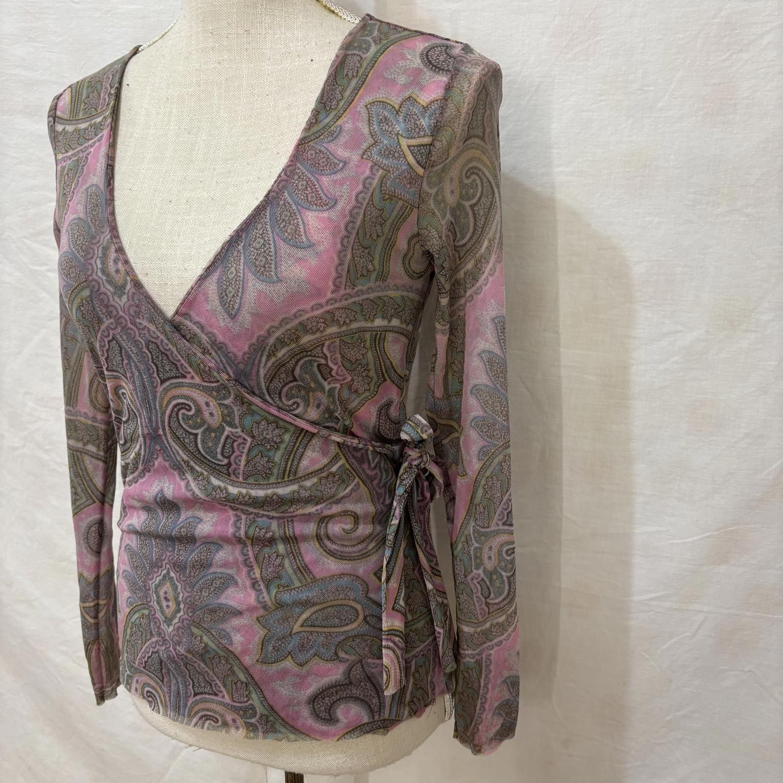 Other Y2K paisley pastel nylon mesh fairy-core blouse size medium Size M / US 6-8 / IT 42-44 - 3 Thumbnail