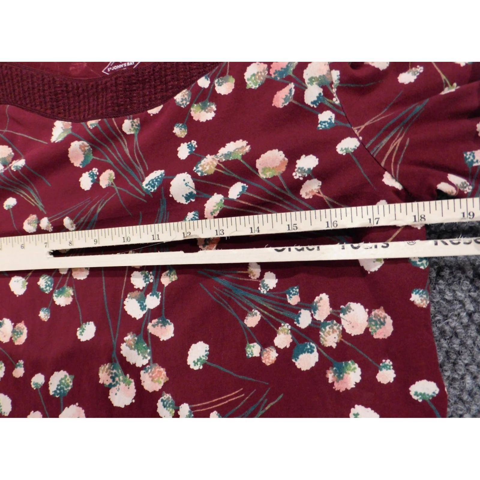 Vintage St.Johns Bay Blouse Womens Medium Red Floral Button Collared Pullover Cotton Rayon Stretch Casual Shirt Regular M Womens Size M / US 6-8 / IT 42-44 - 6 Thumbnail