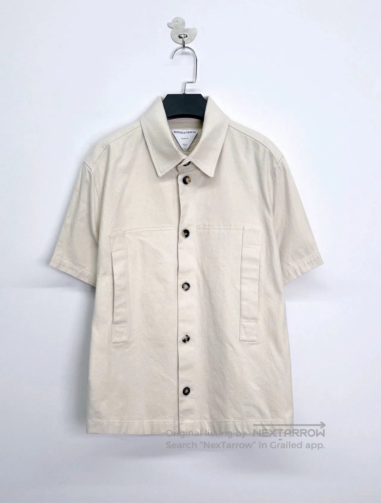 Bottega Veneta Bottega Veneta Beige Linen Short Sleeve Shirt. Size L / US 10 / IT 46 - 1 Thumbnail