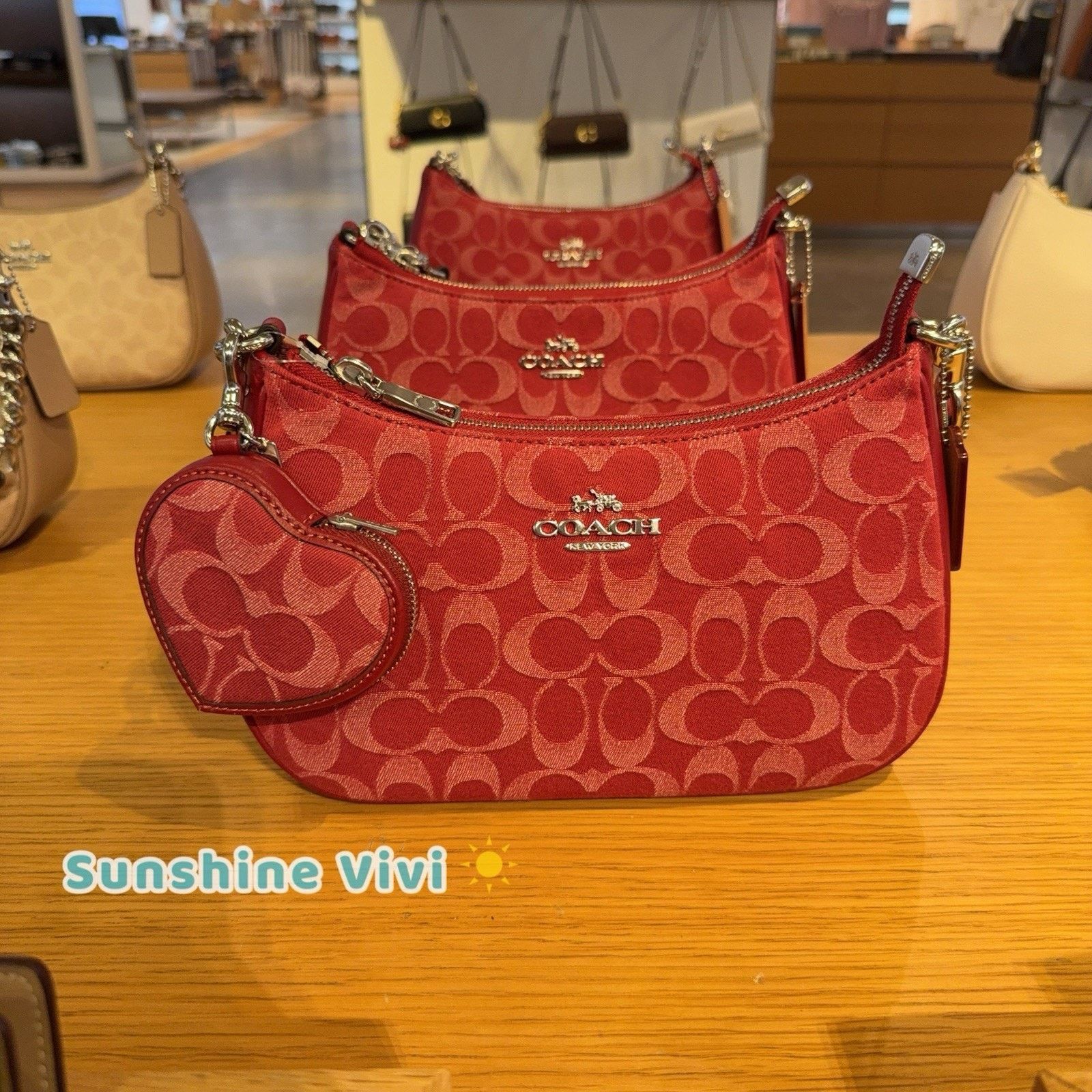 Coach NWT bundle Coach Heart Bag Charm CDC91 & CDE43 Teri True Red Size ONE SIZE - 1 Thumbnail