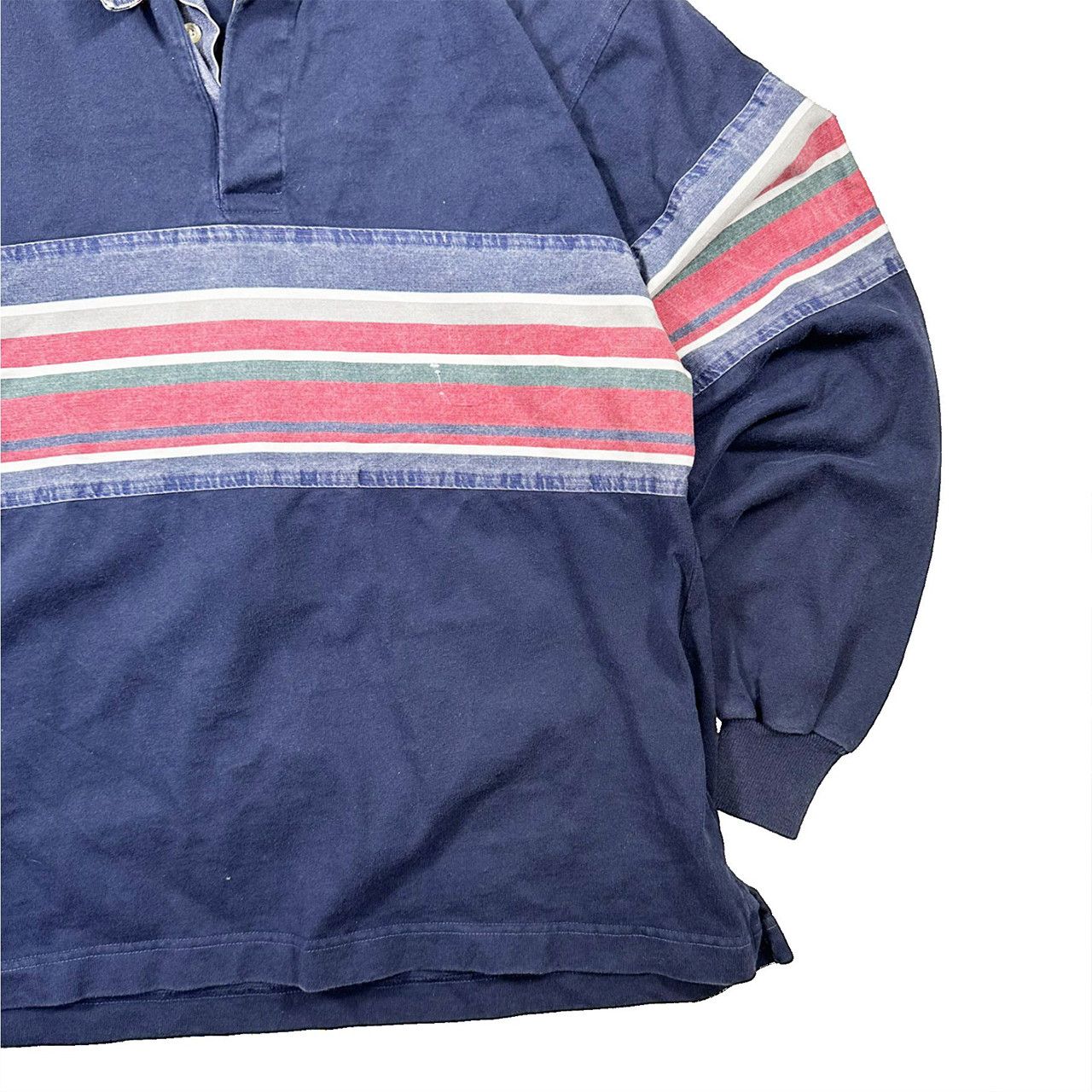 Vintage Vintage 90s Denim Striped Collared Long Sleeve Polo Shirt Size US L / EU 52-54 / 3 - 3 Thumbnail