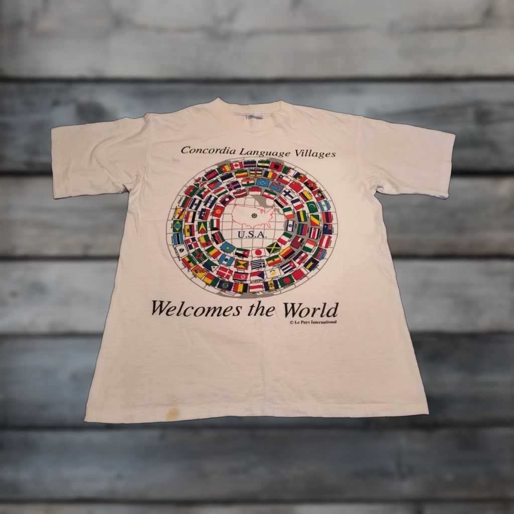 Vintage VINTAGE Le Pays International 90s American Flag Graphic T-Shirt Men Large White Retro States US Size US L / EU 52-54 / 3 - 1 Thumbnail