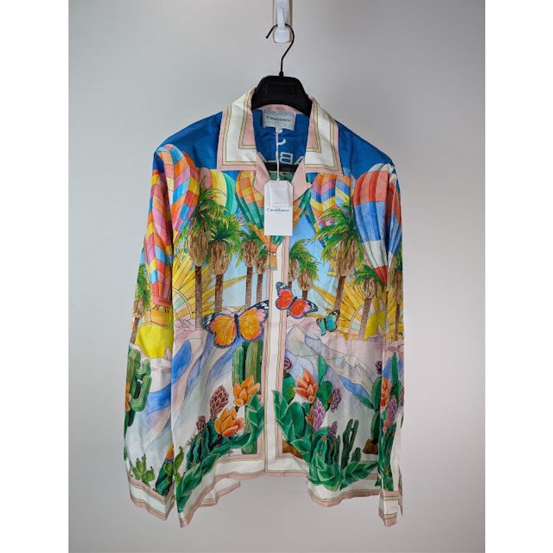 Casablanca o1rshd1 Silk Long Sleeve Cuban Collar Shirt in Psychedelic Size US XL / EU 56 / 4 - 1 Thumbnail