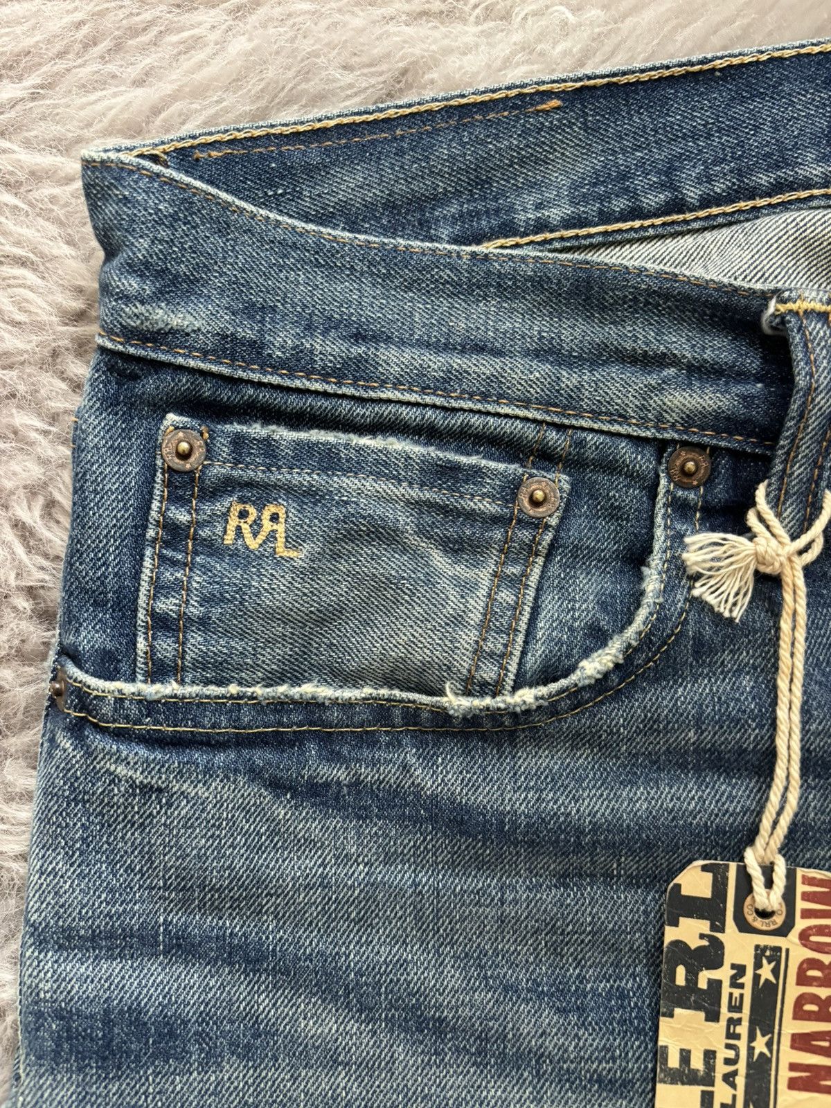 RRL Distressed Slim Narrow Jeans