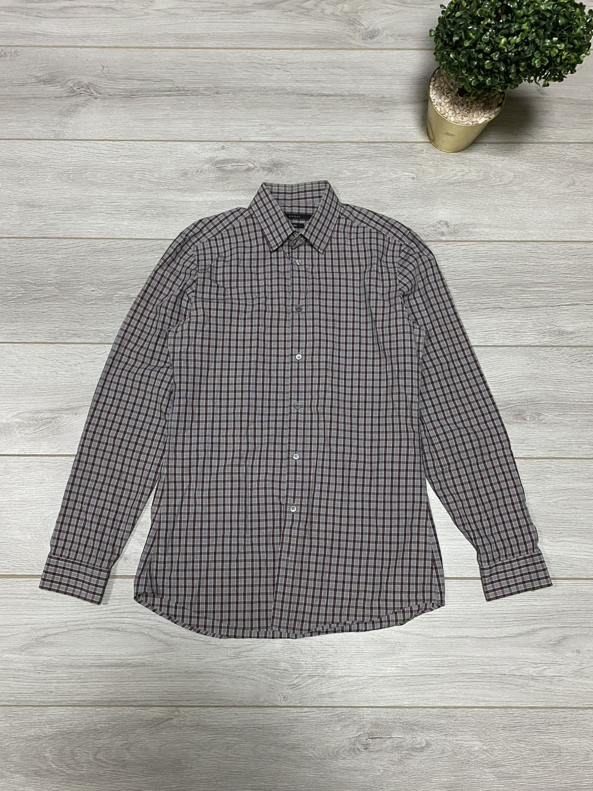 Gucci Gucci check shirt buttons up slim S-M Size US S / EU 44-46 / 1 - 1 Thumbnail