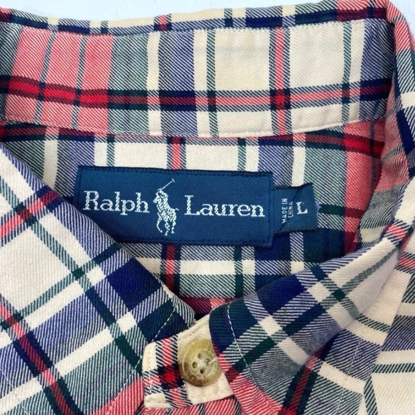 Ralph Lauren Ralph Lauren Flannel Shirt Men's Large Red Plaid Long Sleeve Button-Up Pockets Size US L / EU 52-54 / 3 - 7 Thumbnail