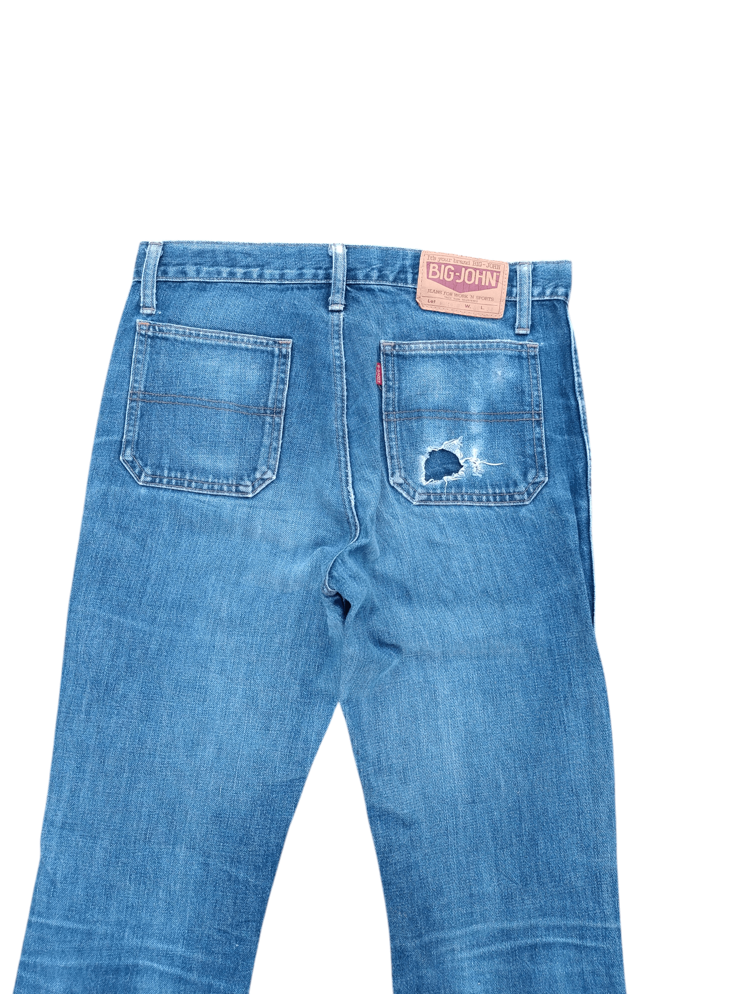 Big John × Levi's × Vintage Vintage 80s Big John Super Flared Stacked Bush Pants Denim Size US 29 - 16 Thumbnail
