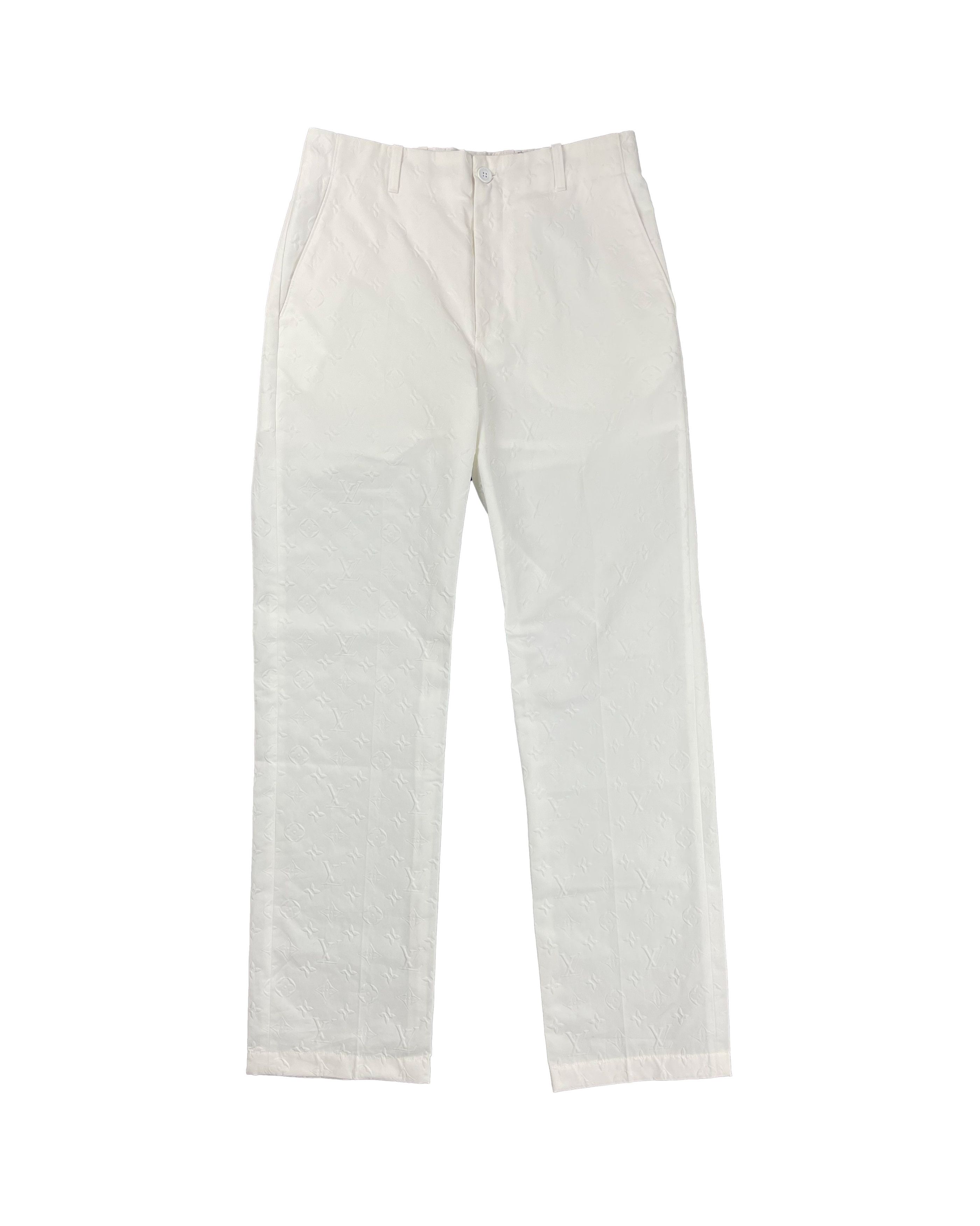 image of Louis Vuitton Monogram Resort Cotton Chino Pants in White, Men's (Size 31)