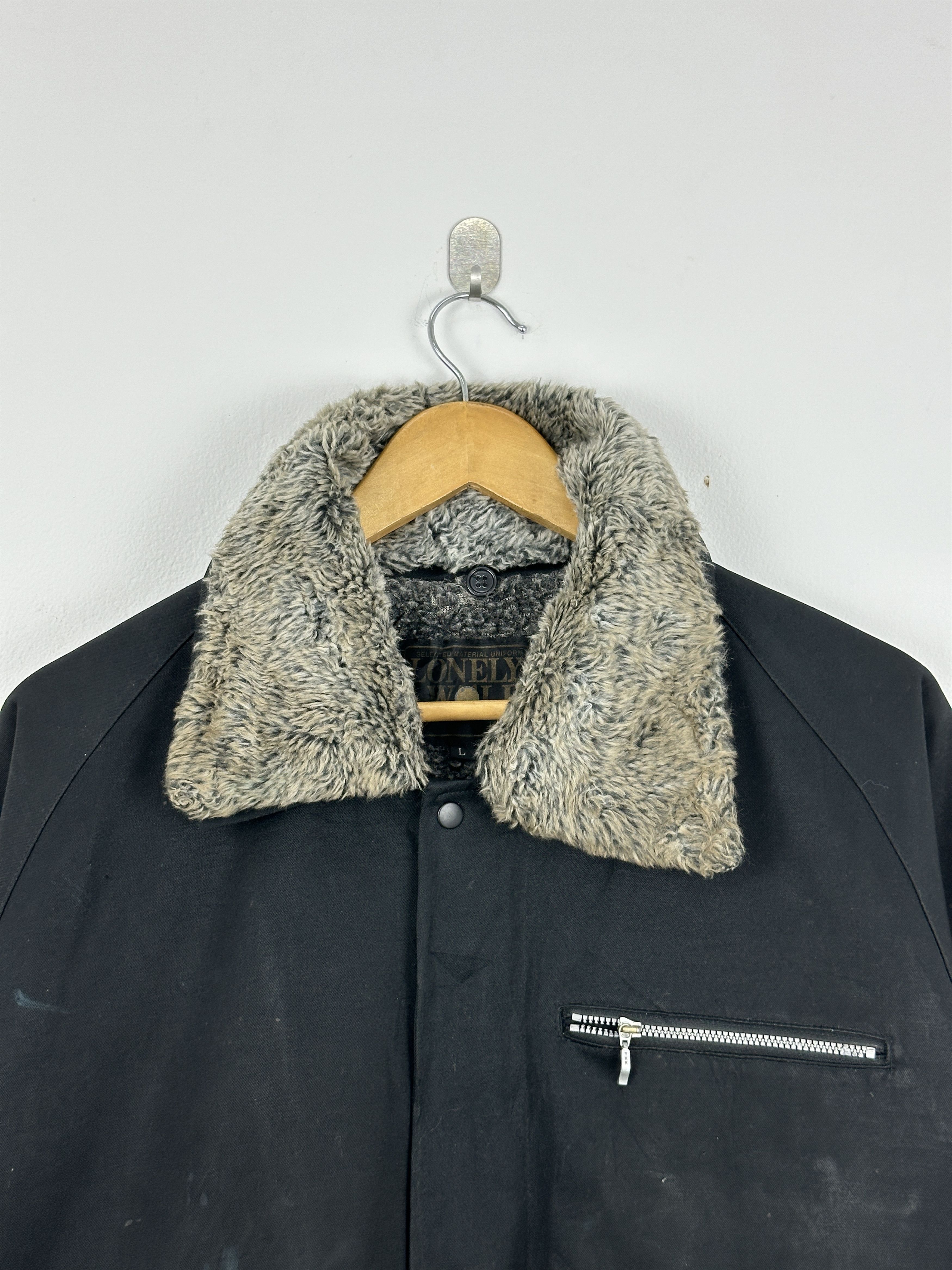 LONE WOLF Vintage Lonely Wolf Zipper Ups Bomber Jacket Black JA0079 Size US XL / EU 56 / 4 - 2 Thumbnail