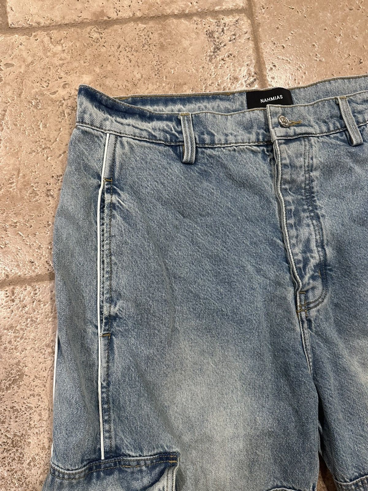 Nahmias Nahmias Track Snap Logo Cargos Blue Denim Jeans Size US 36 / EU 52 - 4 Thumbnail