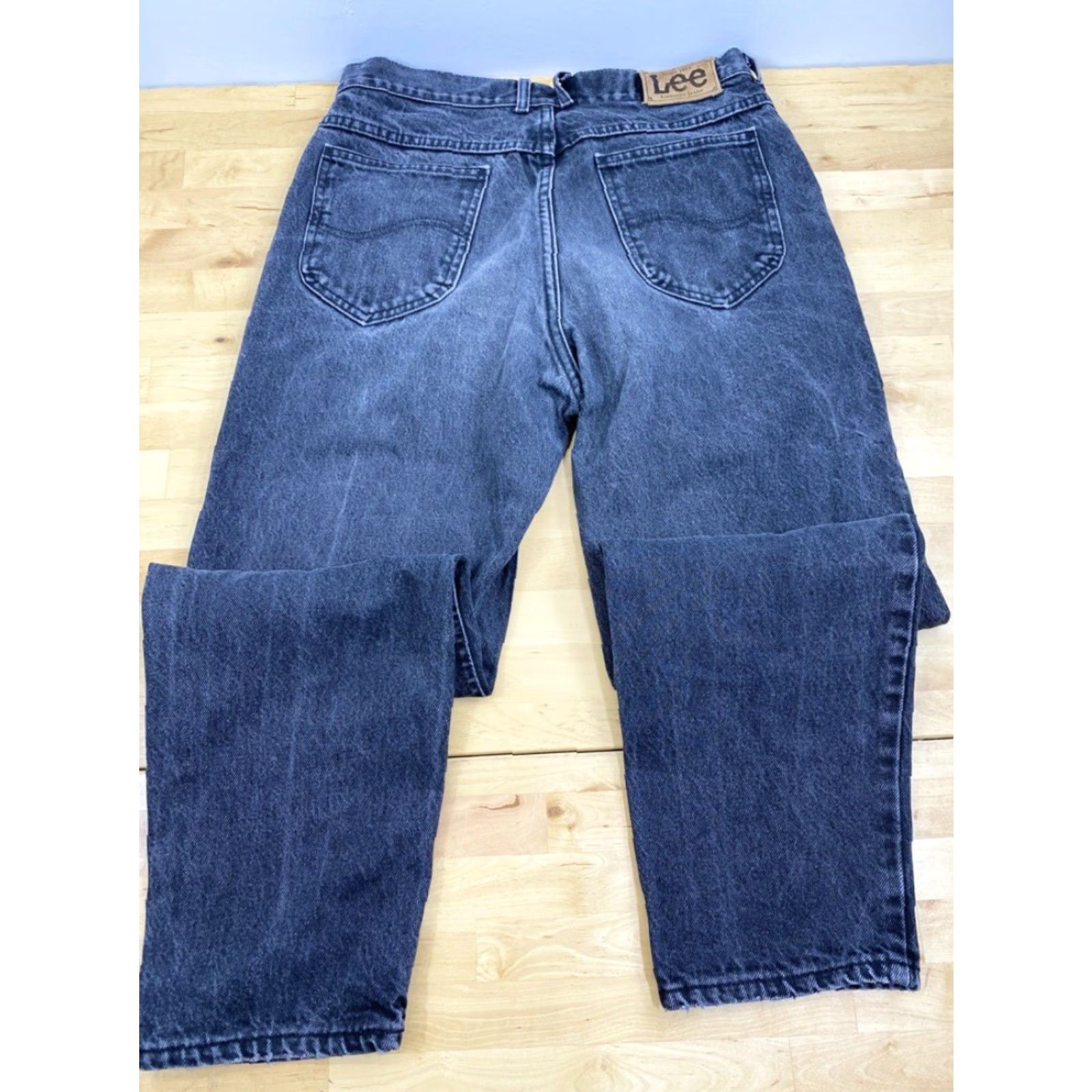 Lee VINTAGE Lee Jeans Mens 33 Workwear Dark Stone Wash Denim Distress 2953 Size US 33 - 3 Thumbnail