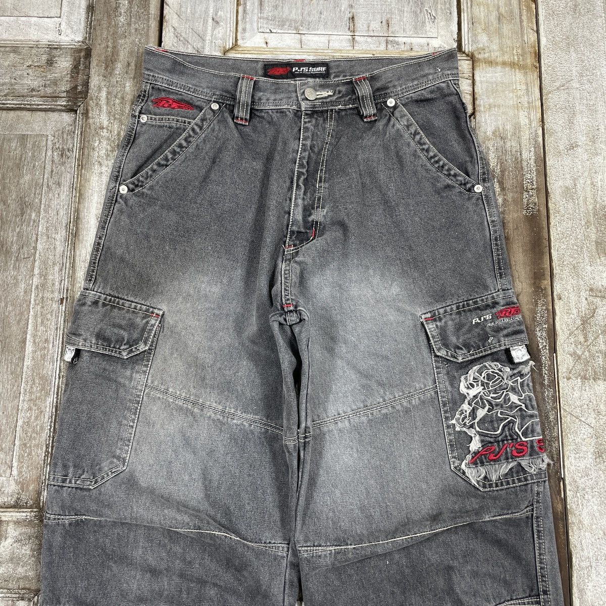 Japanese Brand × Vintage Vintage PJS Surf Cargo Grey Baggy Pants Size US 30 / EU 46 - 4 Thumbnail