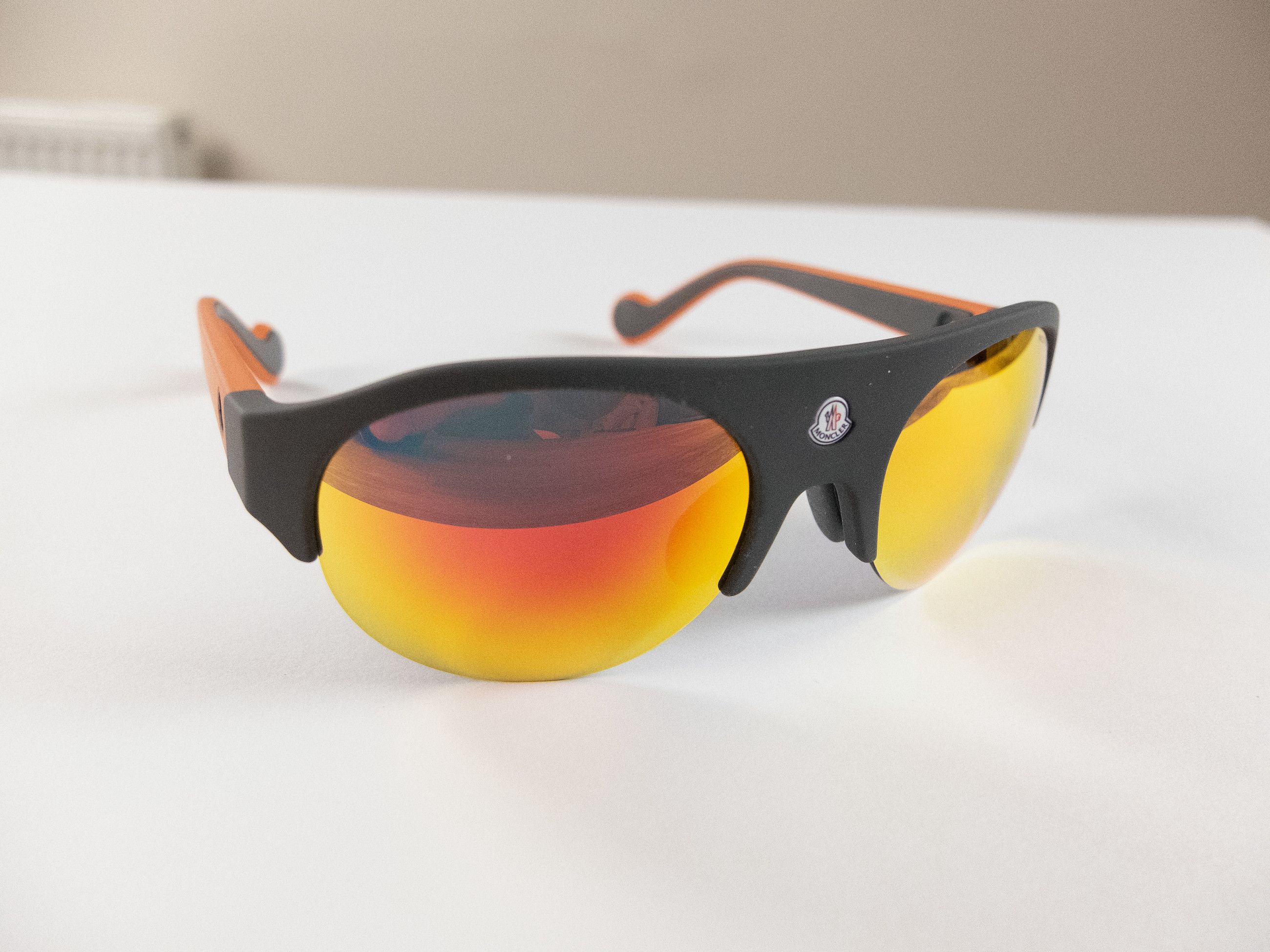 Moncler MONCLER black orange reflective lens plastic sunglasses Size ONE SIZE - 3 Thumbnail