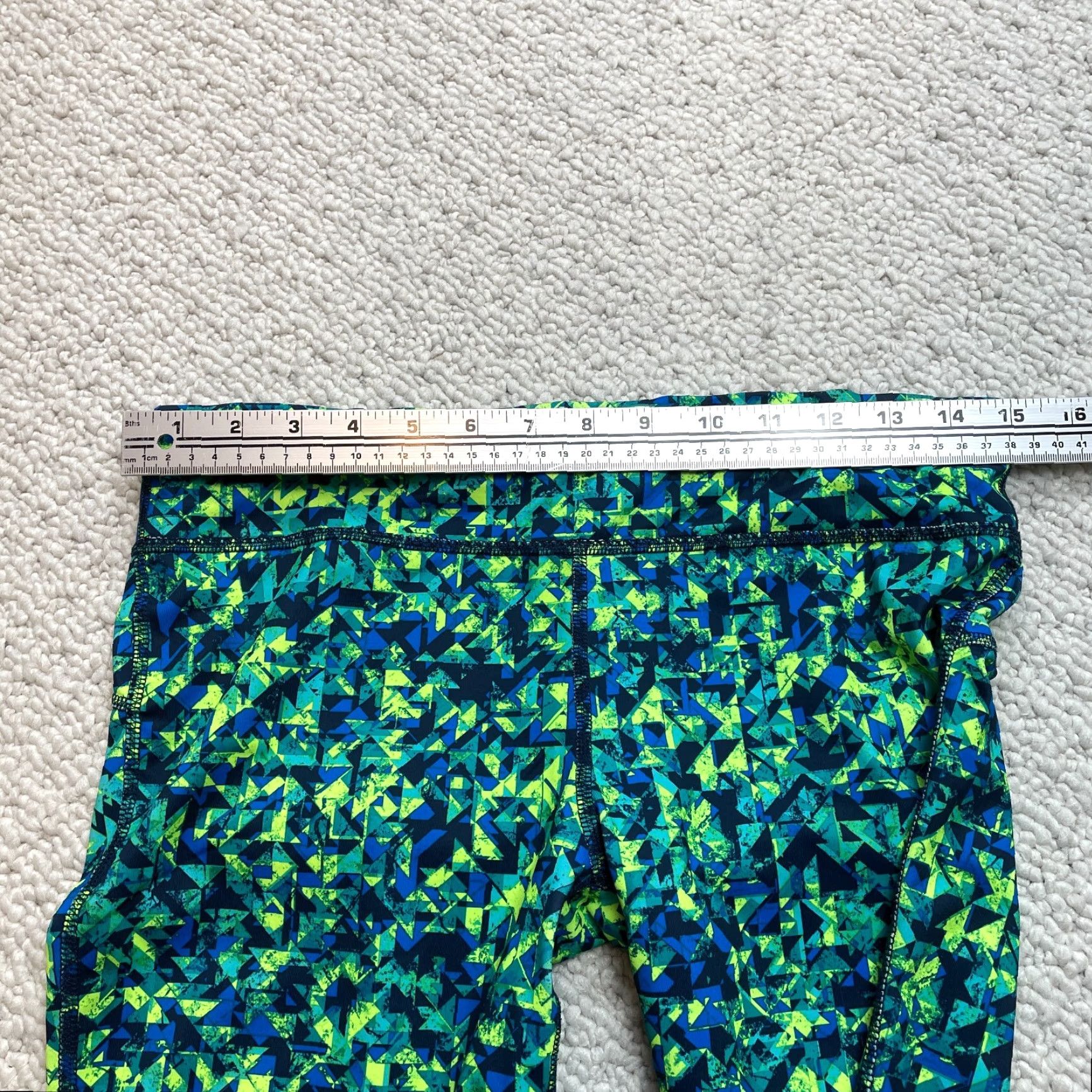 Vintage Xersion Legging Yoga Pants Womens M Medium Fitted Green Blue Stretch Active 30x20 Geometric Pattern Legging Size 32" / US 10 / IT 46 - 5 Thumbnail