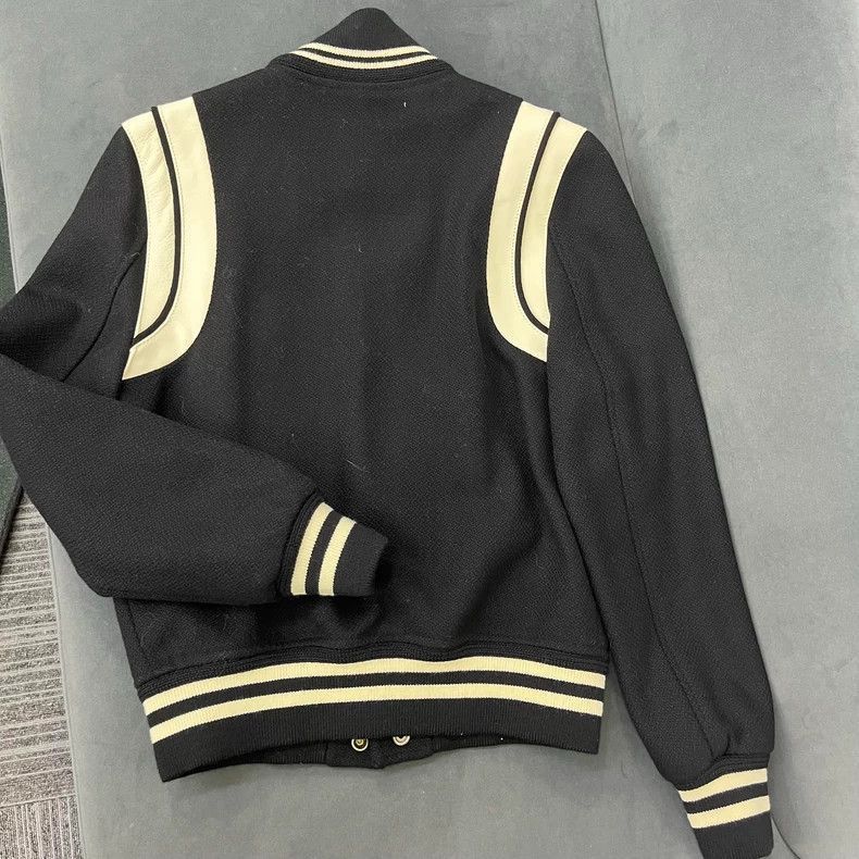 Black and White Patchwork Baseball Jacket-2506