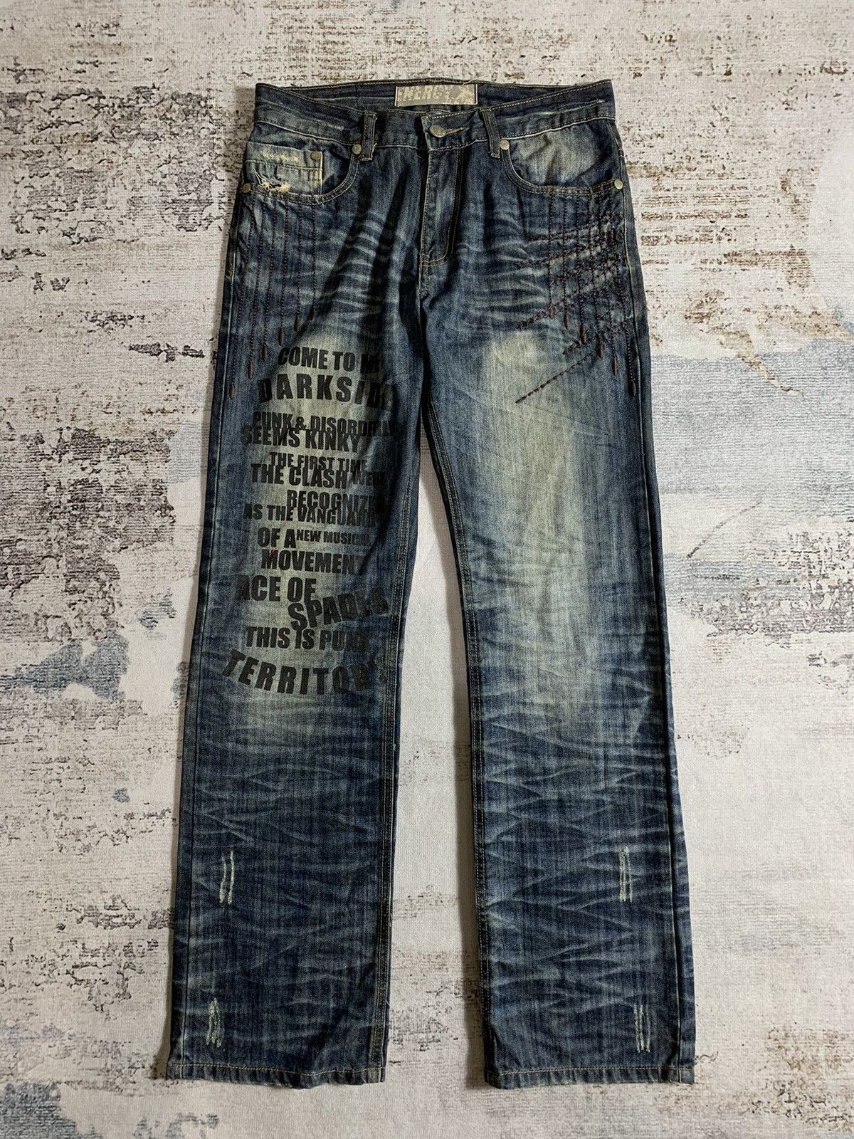 image of If Six Was Nine x Le Grande Bleu L G B Japan-Energy Jeans Distressed Poem Punk If6W9 Lgb Styled in 