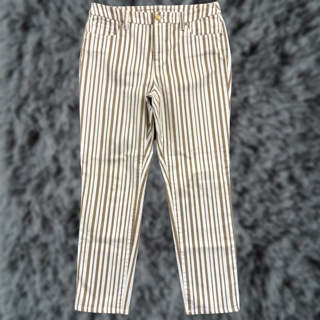 Vintage Chico's Pants Womens 1 So Slimming Girlfriend Ankle 32x30 Tan Striped Stretch Zip Size 25" / US 0 / IT 36 - 1 Thumbnail