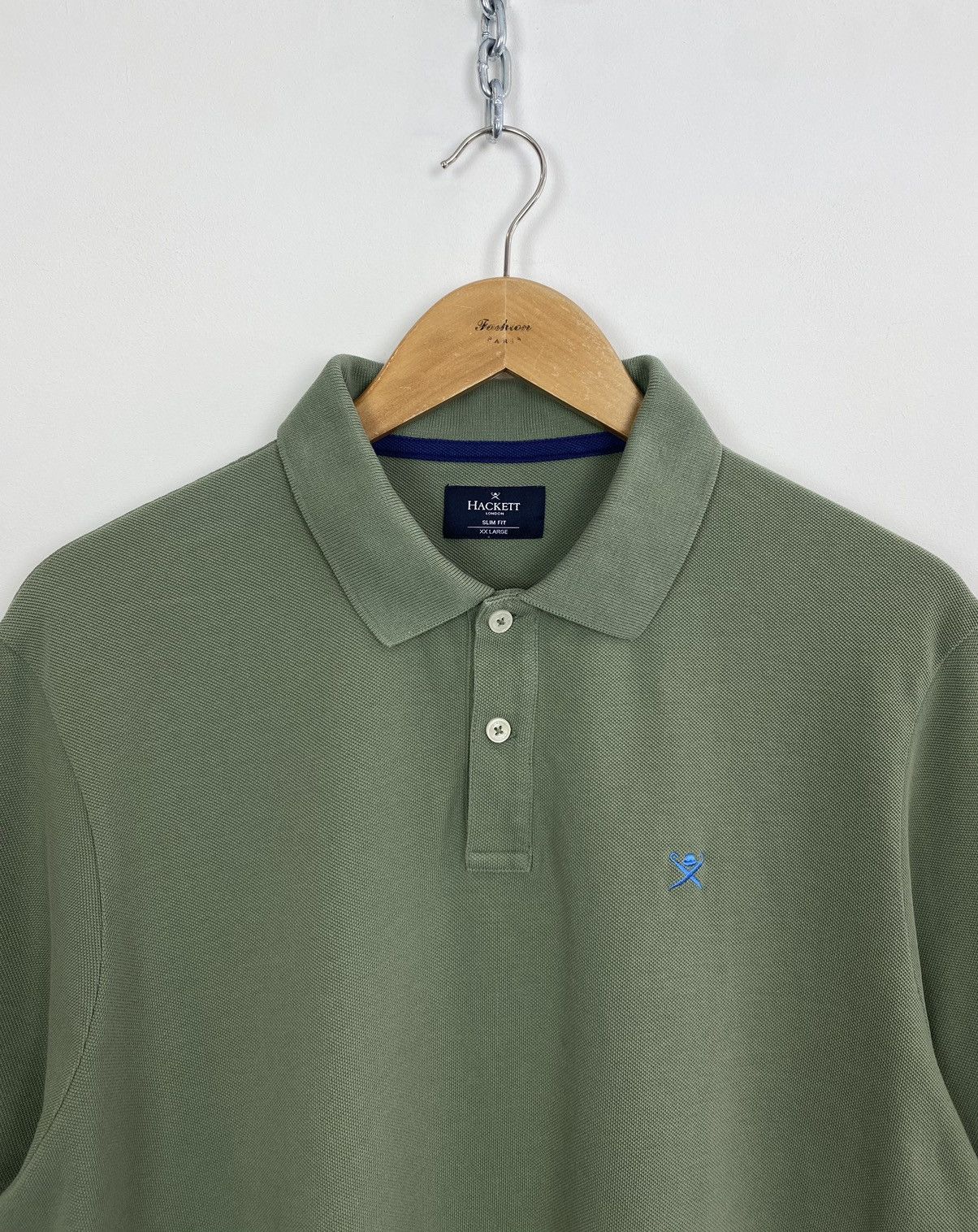 Pretty Green Hackett London Short Sleeve Slim Fit Polo Shirt Khaki Green Size US XXL / EU 58 / 5 - 2 Thumbnail