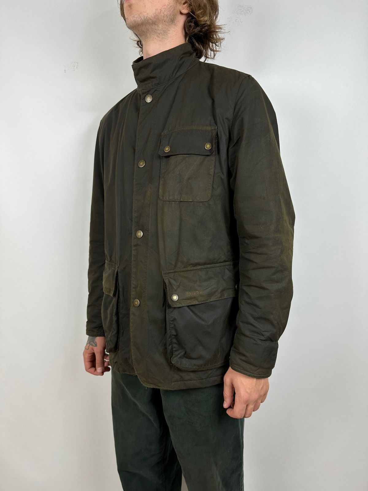 Barbour Connel Waxed Jacket Made In England in Green, Men's (Size Large)