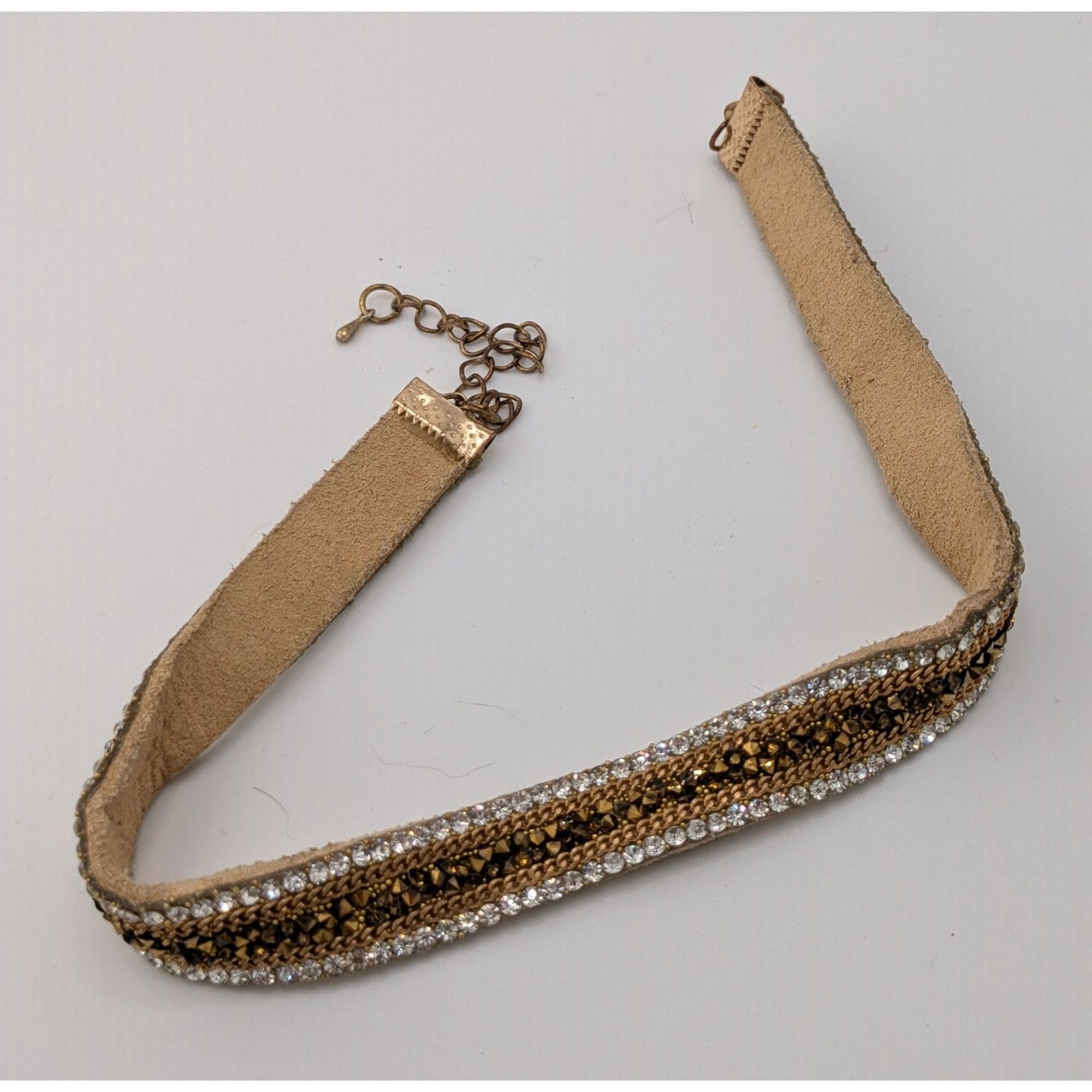 Other Vintage Boho Glam Rhinestone Beaded Suede Choker Necklace Size ONE SIZE - 9 Thumbnail