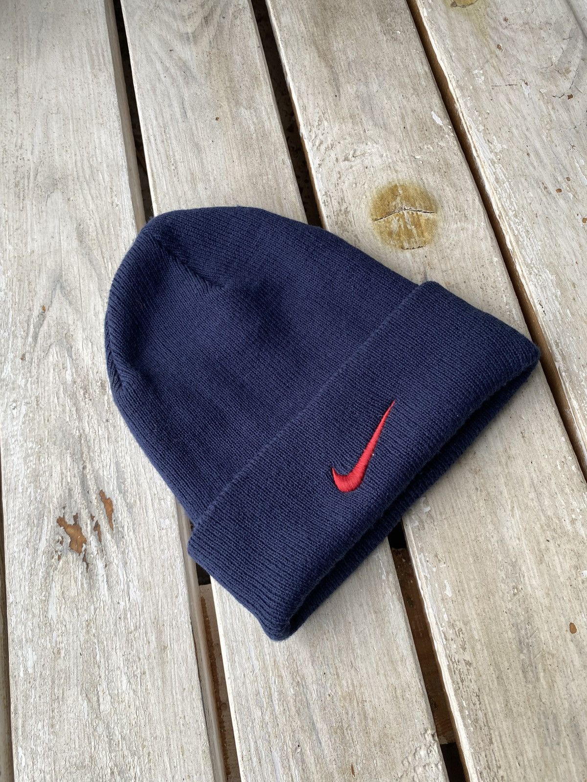 Nike × Vintage Vintage 90s Nike Beanie Swoosh Knit Y2K Size ONE SIZE - 1 Thumbnail