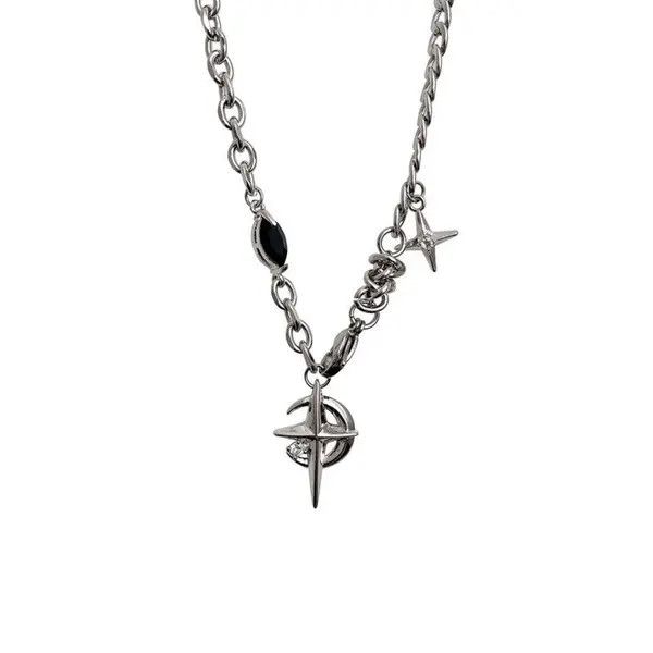 Jewelry Moon and Stars Silver Chain Necklace Size ONE SIZE - 5 Thumbnail