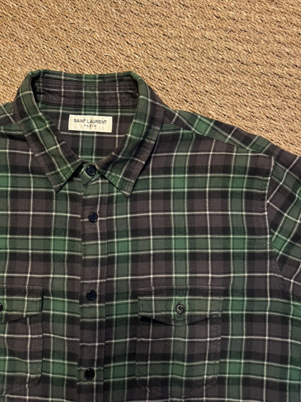 Anthony Vaccarello × Saint Laurent Paris Flannel Saint Laurent Paris Size US M / EU 48-50 / 2 - 2 Thumbnail