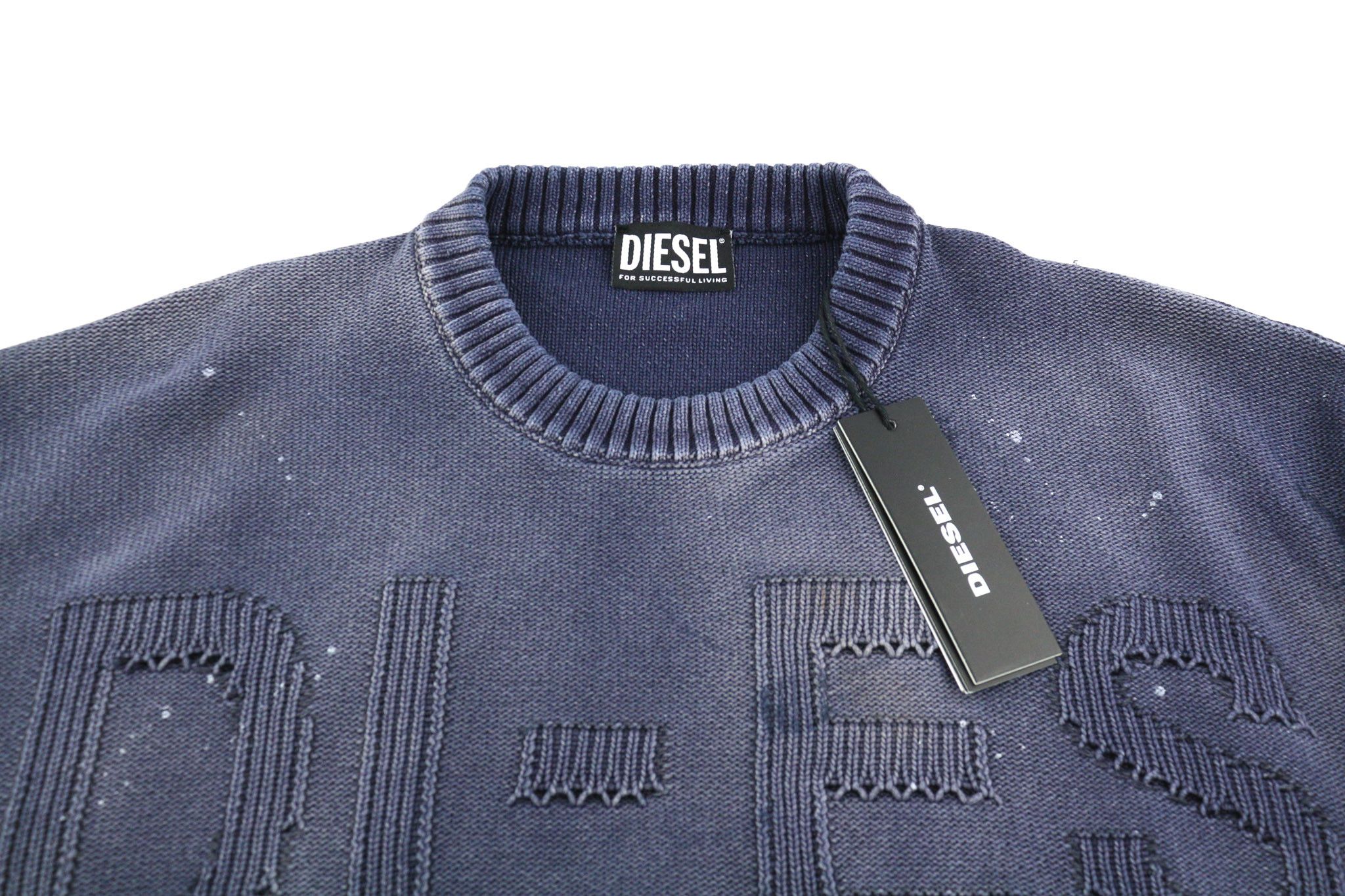 Diesel K-NORTHERN S Washed Crew Knit Blue Jumper 40131 Size US S / EU 44-46 / 1 - 4 Thumbnail