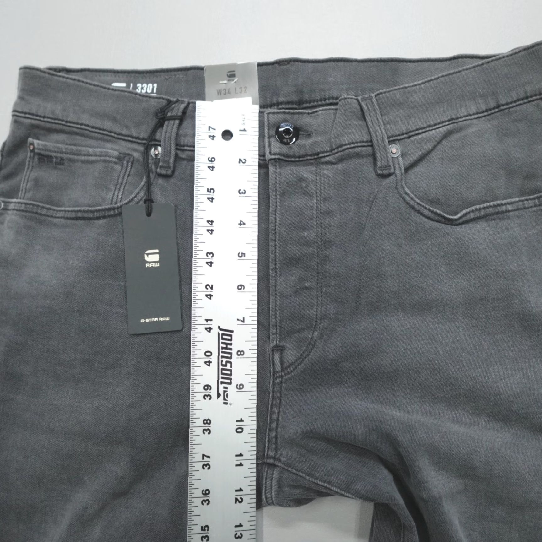 G-Star G-Star 3301 Slim Tapered Jeans 34x32 Gray Regular Denim Men Slim Medium 5-Pocket Stars 90s Style Size US 34 / EU 50 - 7 Thumbnail