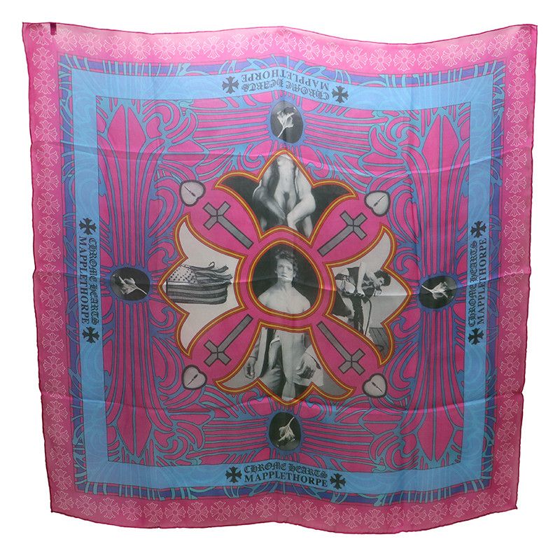 image of Chrome Hearts X Mapplethorpe Silk Scarf in Magenta, Men's