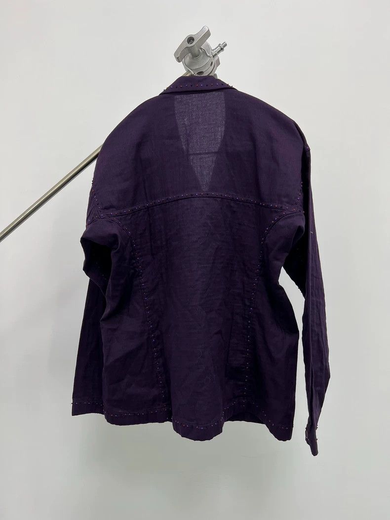 Issey Miyake issey miyake Fringed embroidered dark purple sweater 2503-N Size US M / EU 48-50 / 2 - 6 Thumbnail