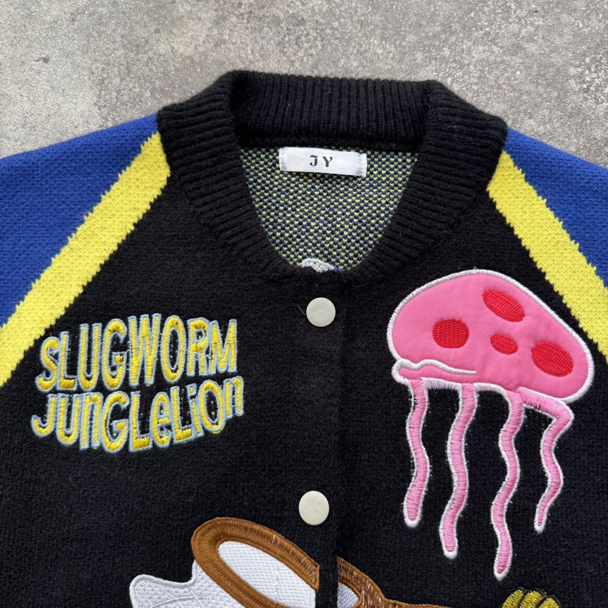 20471120 Sponge Bob Y2K 2000’s Aesthetic Knit Bomber Jacket Size US M / EU 48-50 / 2 - 14 Thumbnail