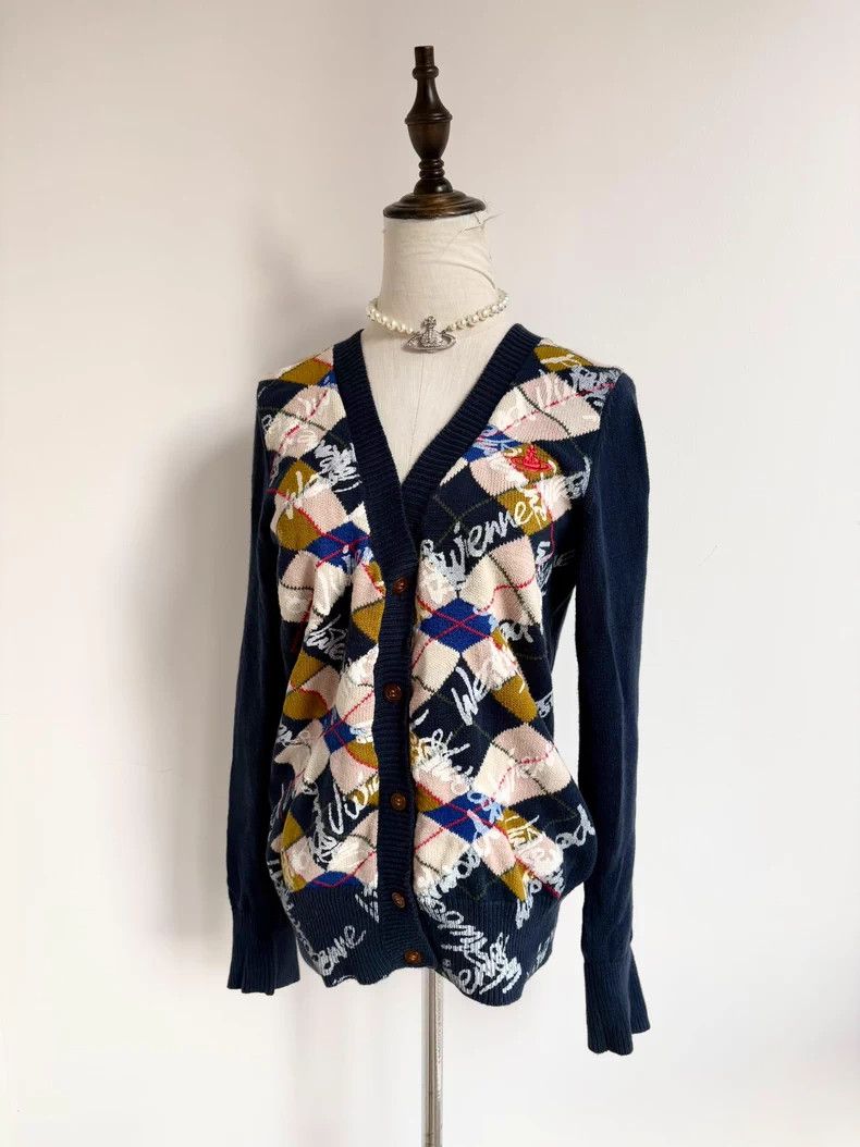 Vivienne Westwood Vivienne Westwood Gray Argyle Knit Cardigan Size US S / EU 44-46 / 1 - 6 Thumbnail