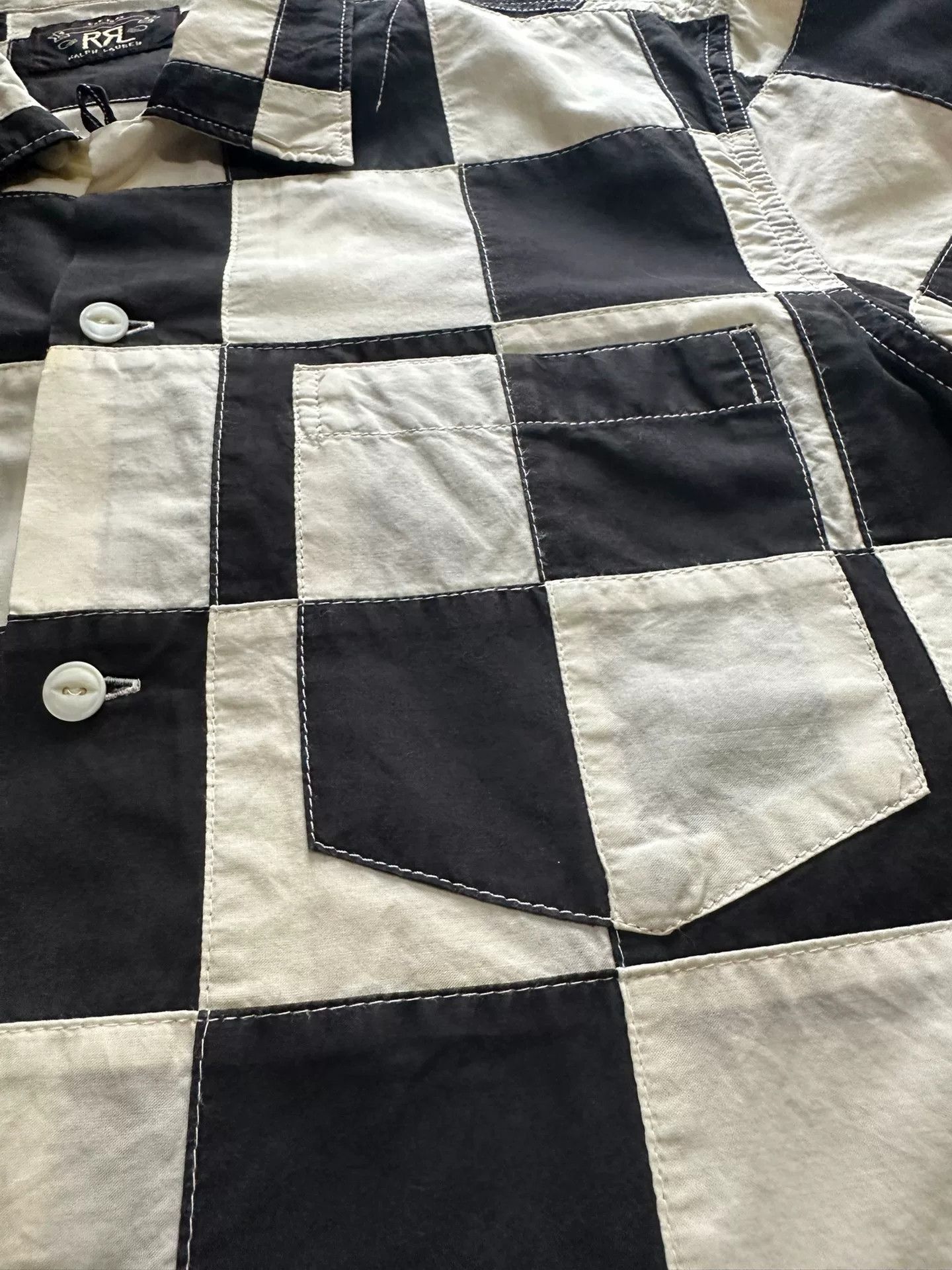 RRL Ralph Lauren RRL Vintage Checkered Patchwork Shirt Size US M / EU 48-50 / 2 - 1 Thumbnail