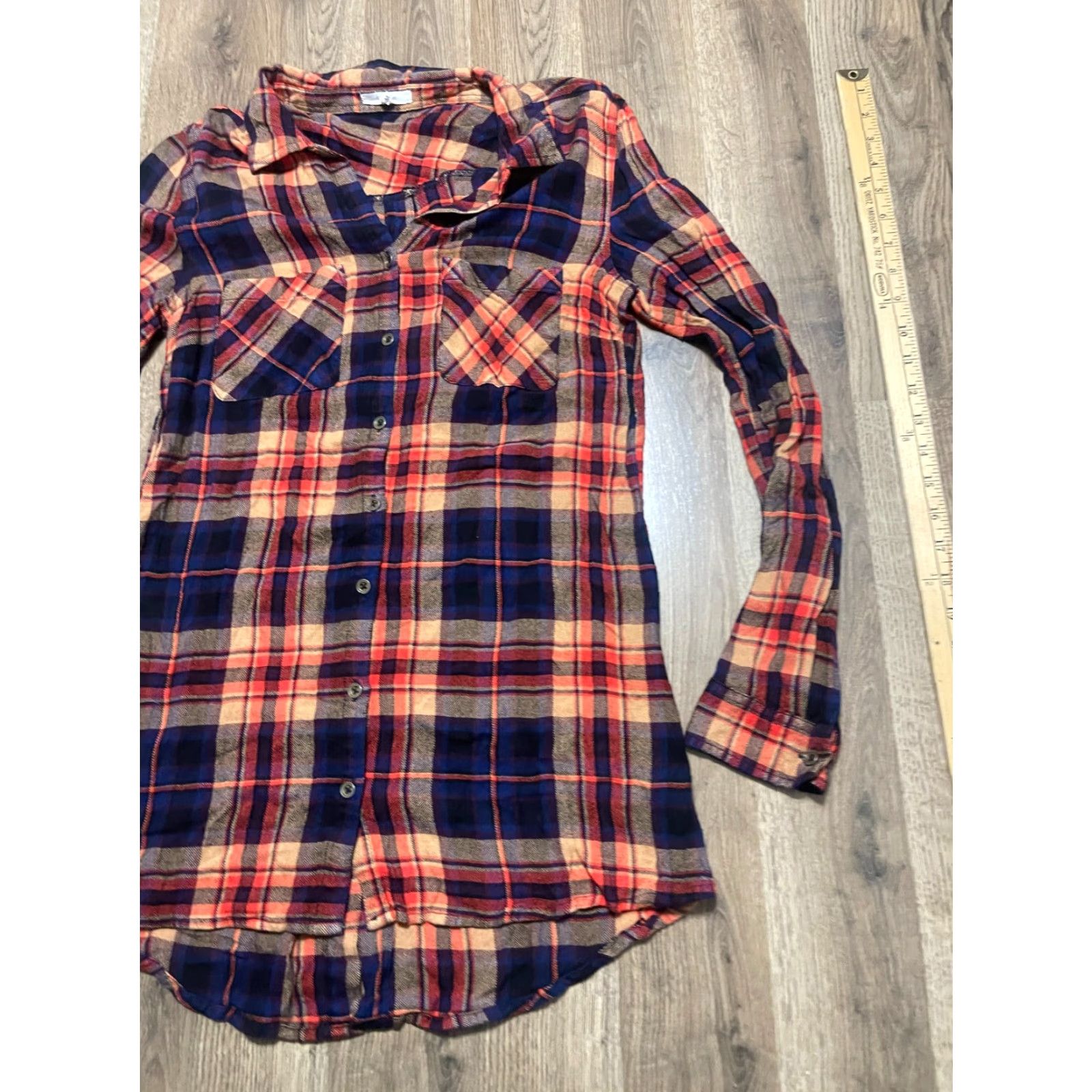 Vintage Maurices Dress Women's Shirt Dress M Regular Blue Plaid Long Sleeve Button Up Collared Tunic Casual Knee Length Size M / US 6-8 / IT 42-44 - 4 Thumbnail