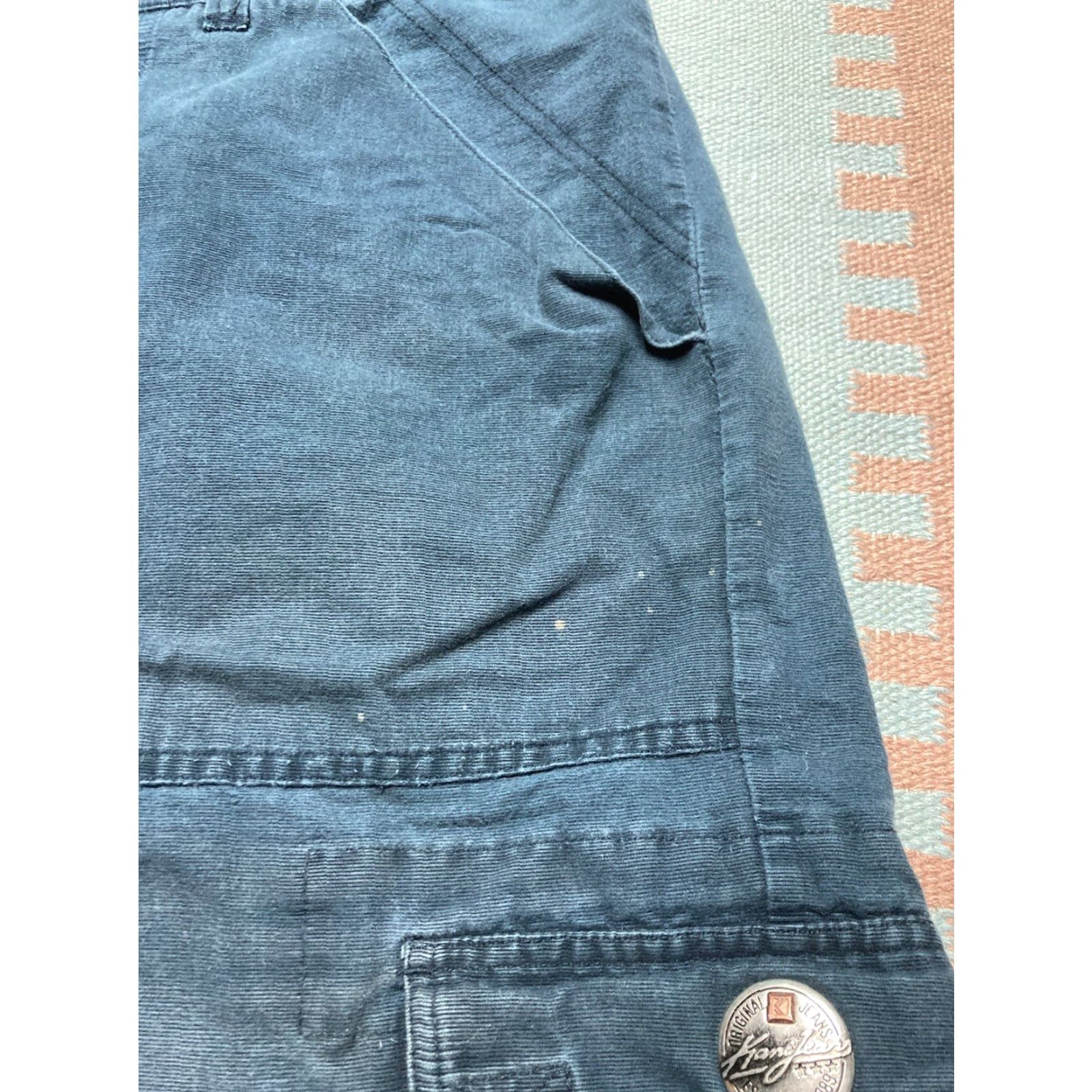 Karl Kani VINTAGE Karl Kani Cargo Jeans Shorts Jorts Men 60 Blue 60 Inseam 13” Outseam 28.5” Wide Leg 17.5” 60” Waist Drawstrings 60s 2000s 90s Size US 44 / EU 60 - 5 Thumbnail