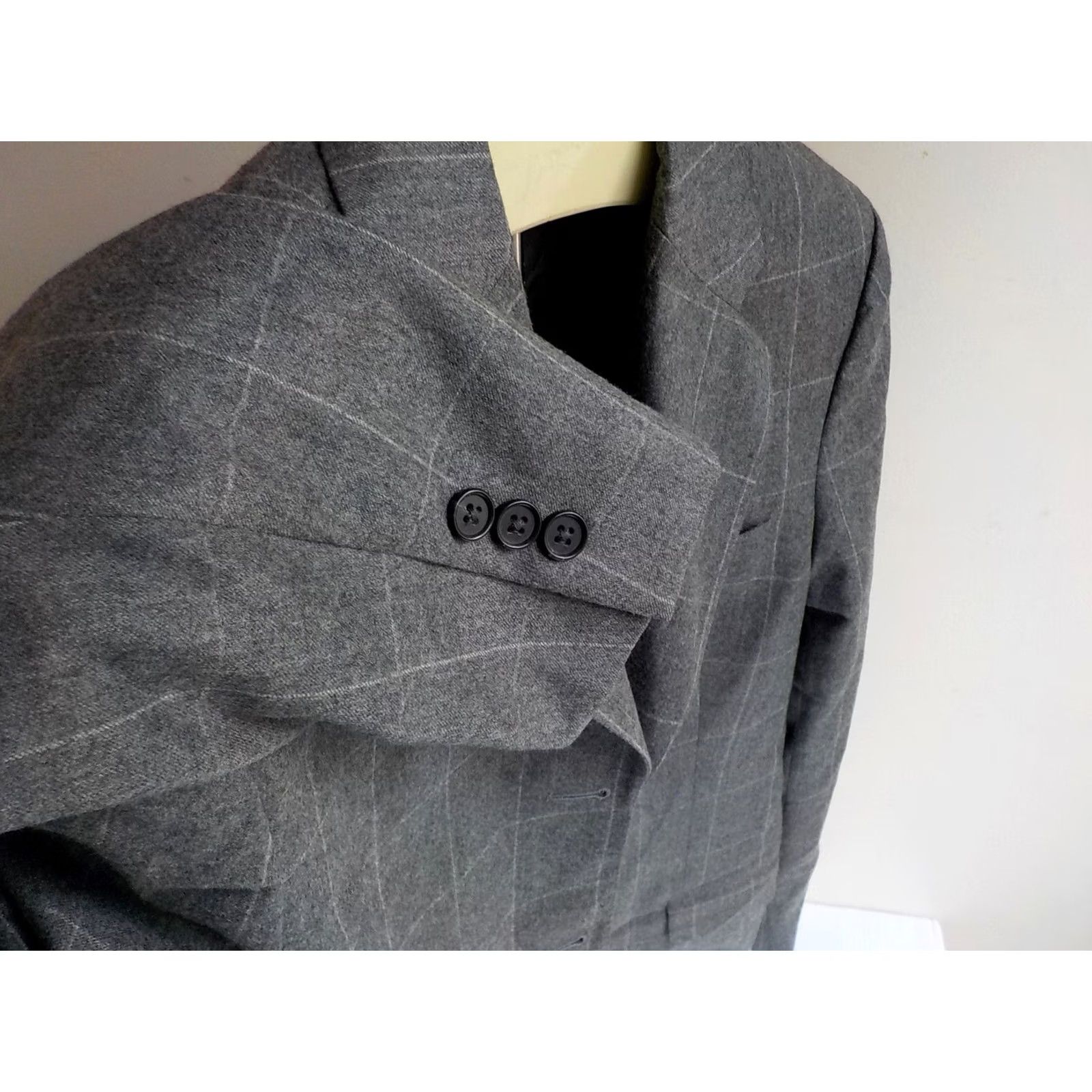 Paul Stuart VINTAGE Paul Stuart Blazer 3 Button Check Wool Gray White 38R Mens Size 38R - 5 Thumbnail