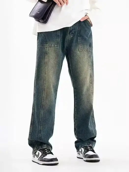 Japanese Brand × Jean Straight tube dark blue trendy loose fitting jeans Size US 32 / EU 48 - 5 Thumbnail