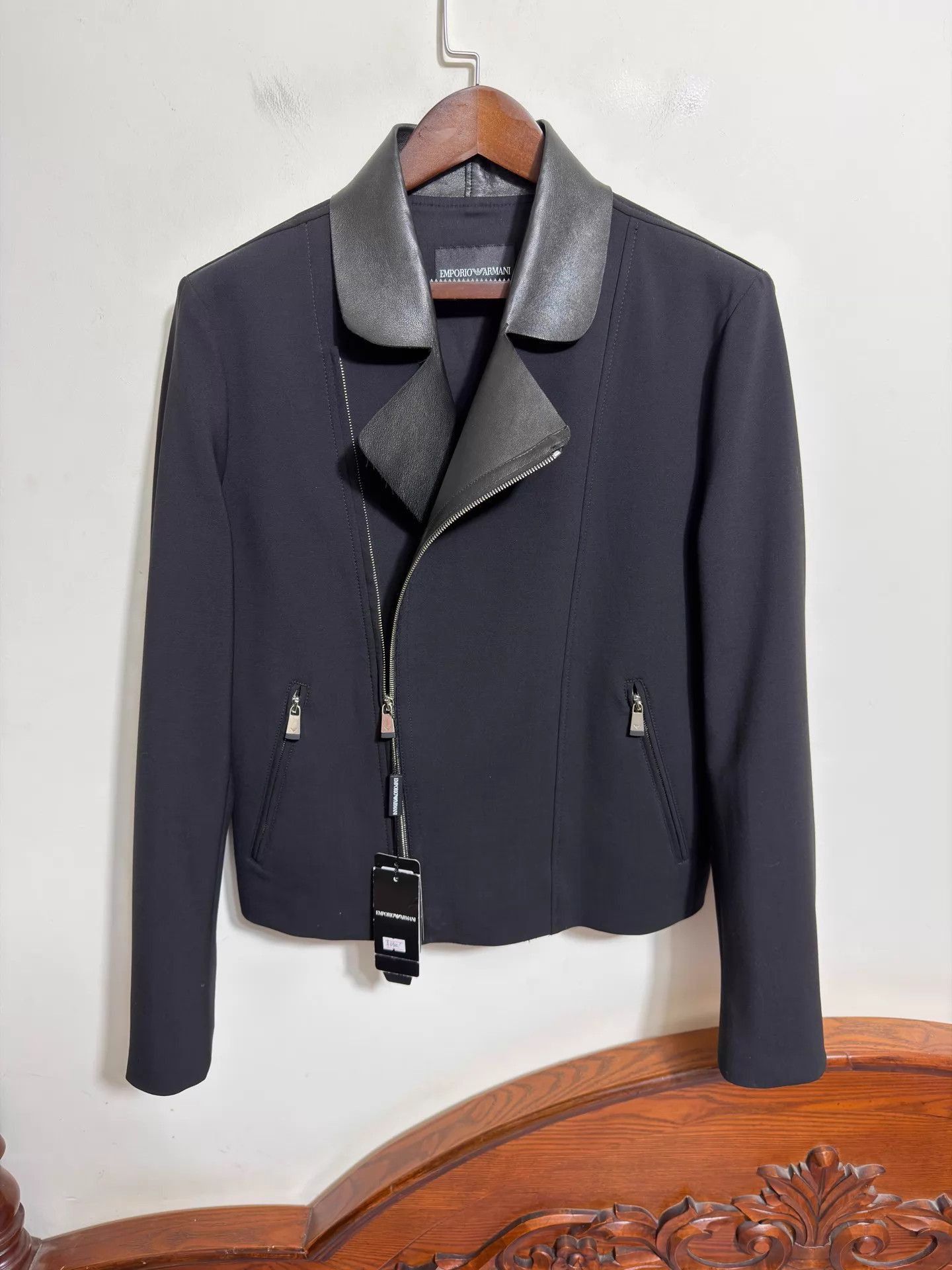 Emporio Armani Multi Color Leather Collar Zip Front Jacket Size US M / EU 48-50 / 2 - 1 Thumbnail