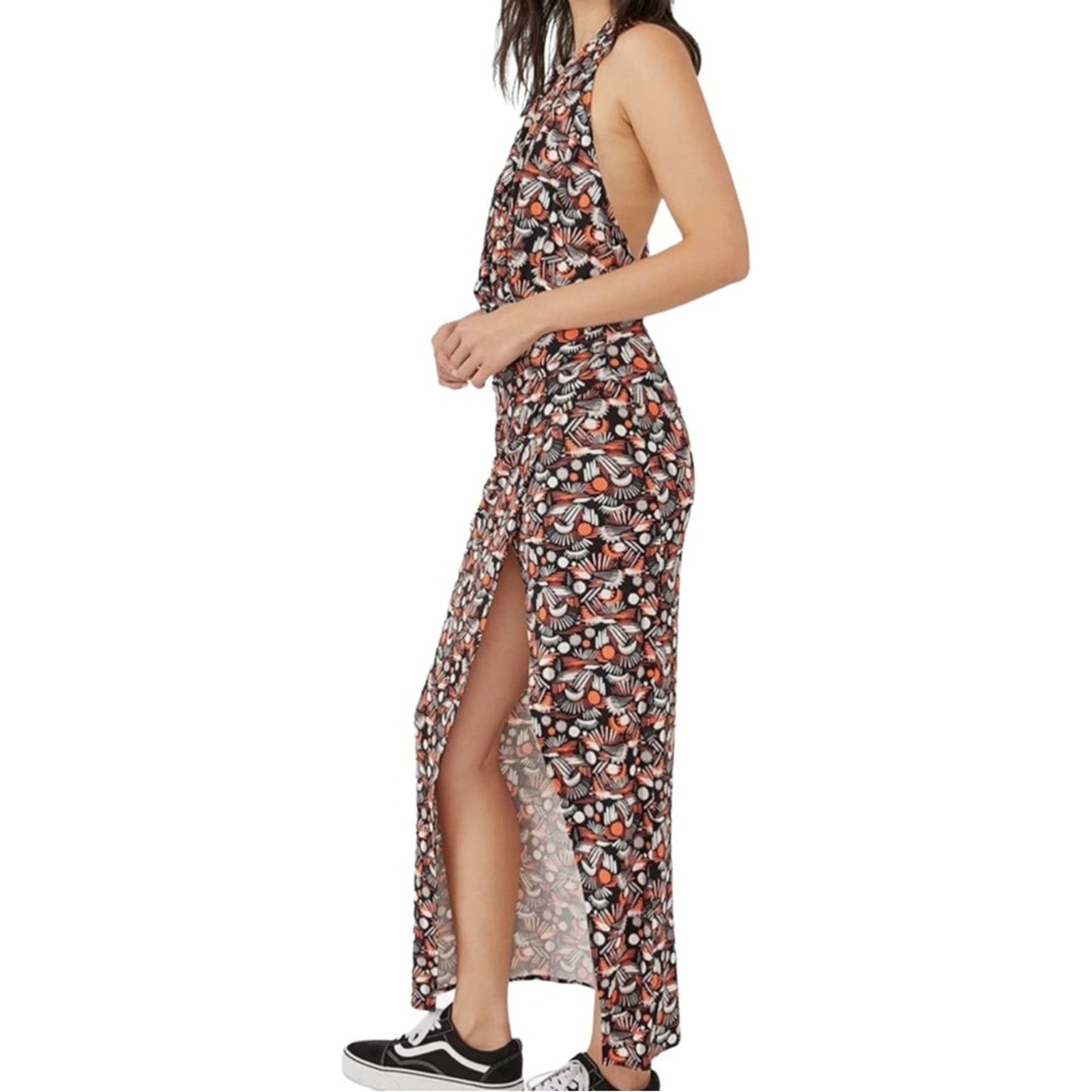 Free People Free People Daria Halter Maxi Dress Wrap Slit Plunge Large Size L / US 10 / IT 46 - 4 Thumbnail