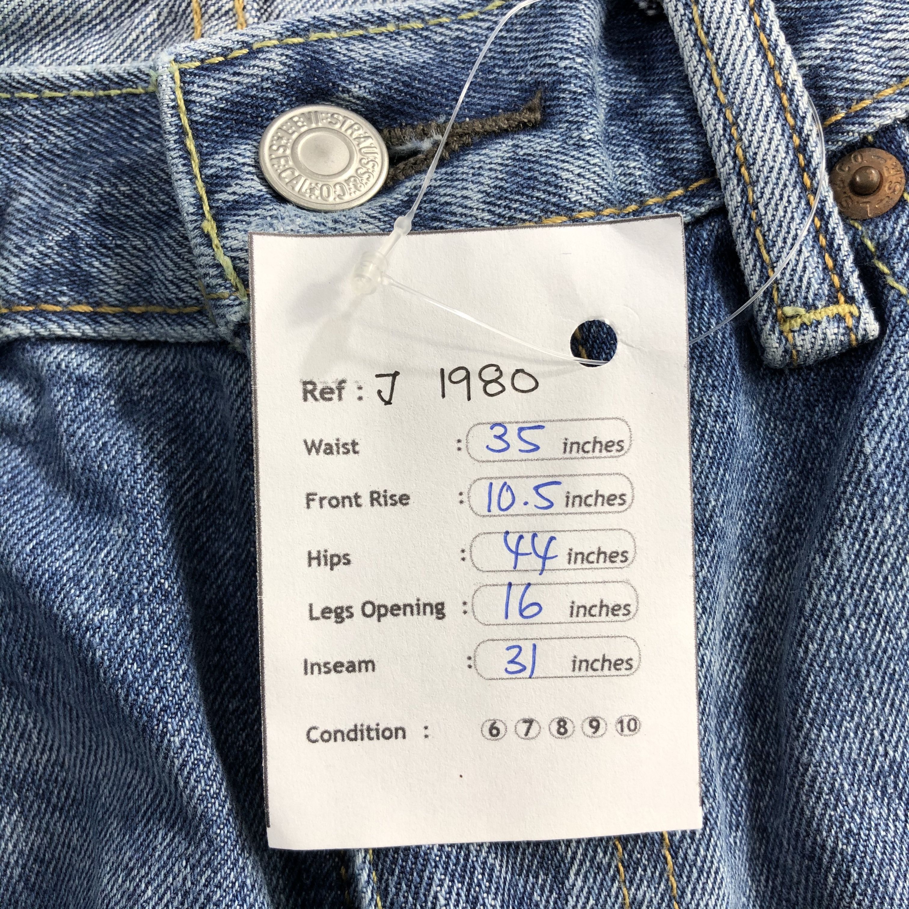 Levi's Vintage Blue Wash Levis 514 Jeans-J1980 Size US 35 - 17 Thumbnail