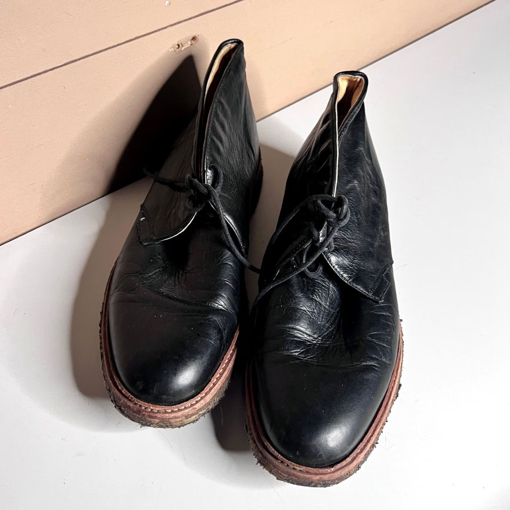 Frye Frye Walter Chukka Boots Mens 11.5 D Black Leather Lace Up Crepe Sole 87887 Size US 12 / EU 45 - 7 Thumbnail