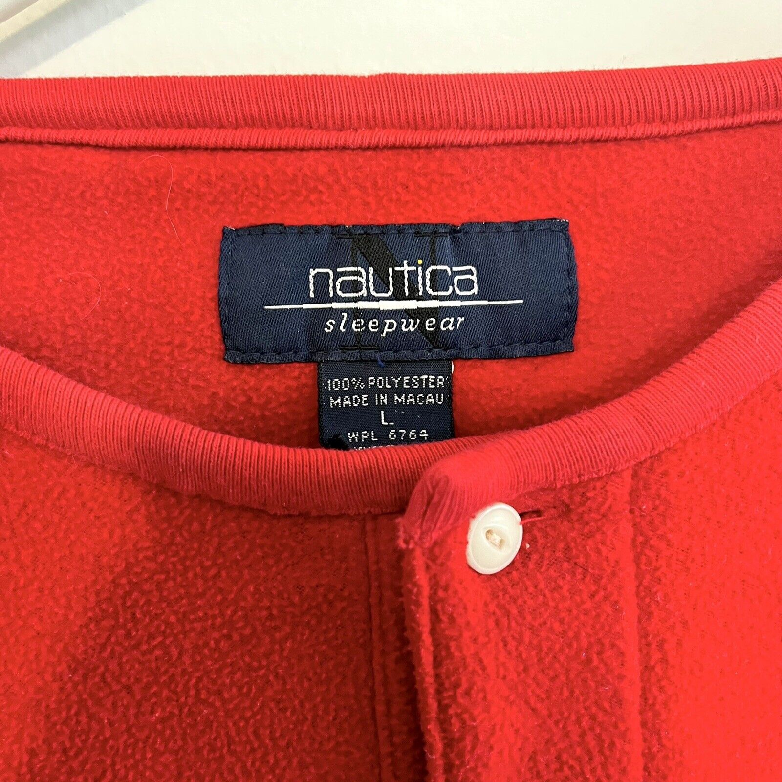 Nautica Nautica Plaid Fleece Sweater Henley Sleepwear Red VTG Sz L Size US L / EU 52-54 / 3 - 5 Thumbnail